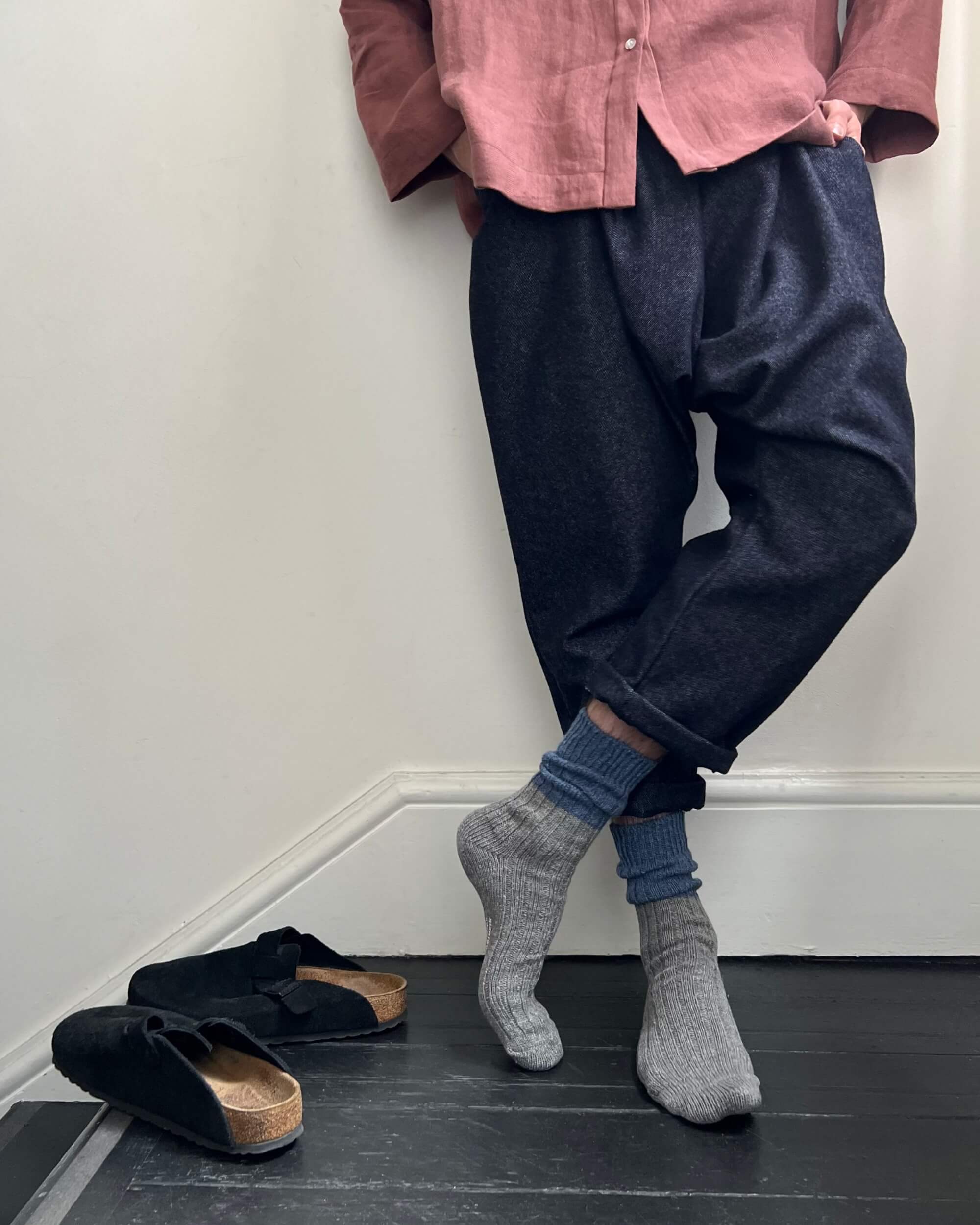 nishiguchi kutsushita : boston wool cotton slab socks