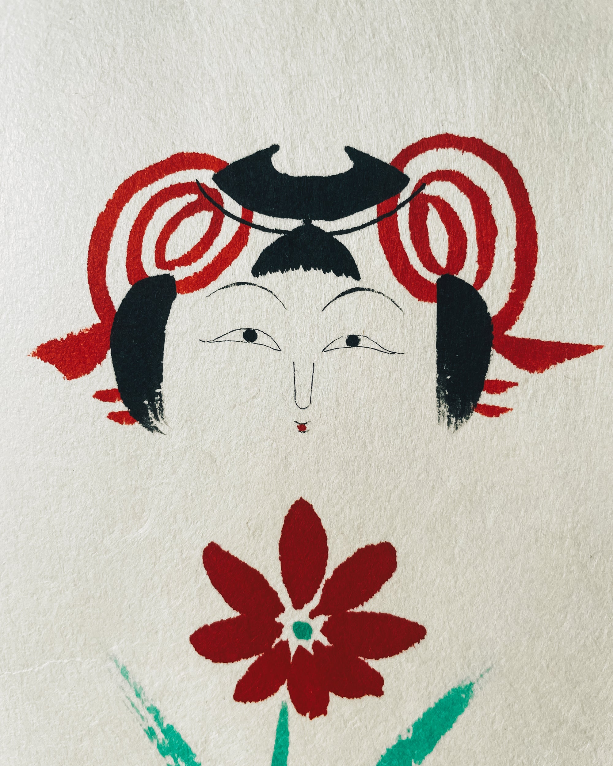vintage kokeshi painting