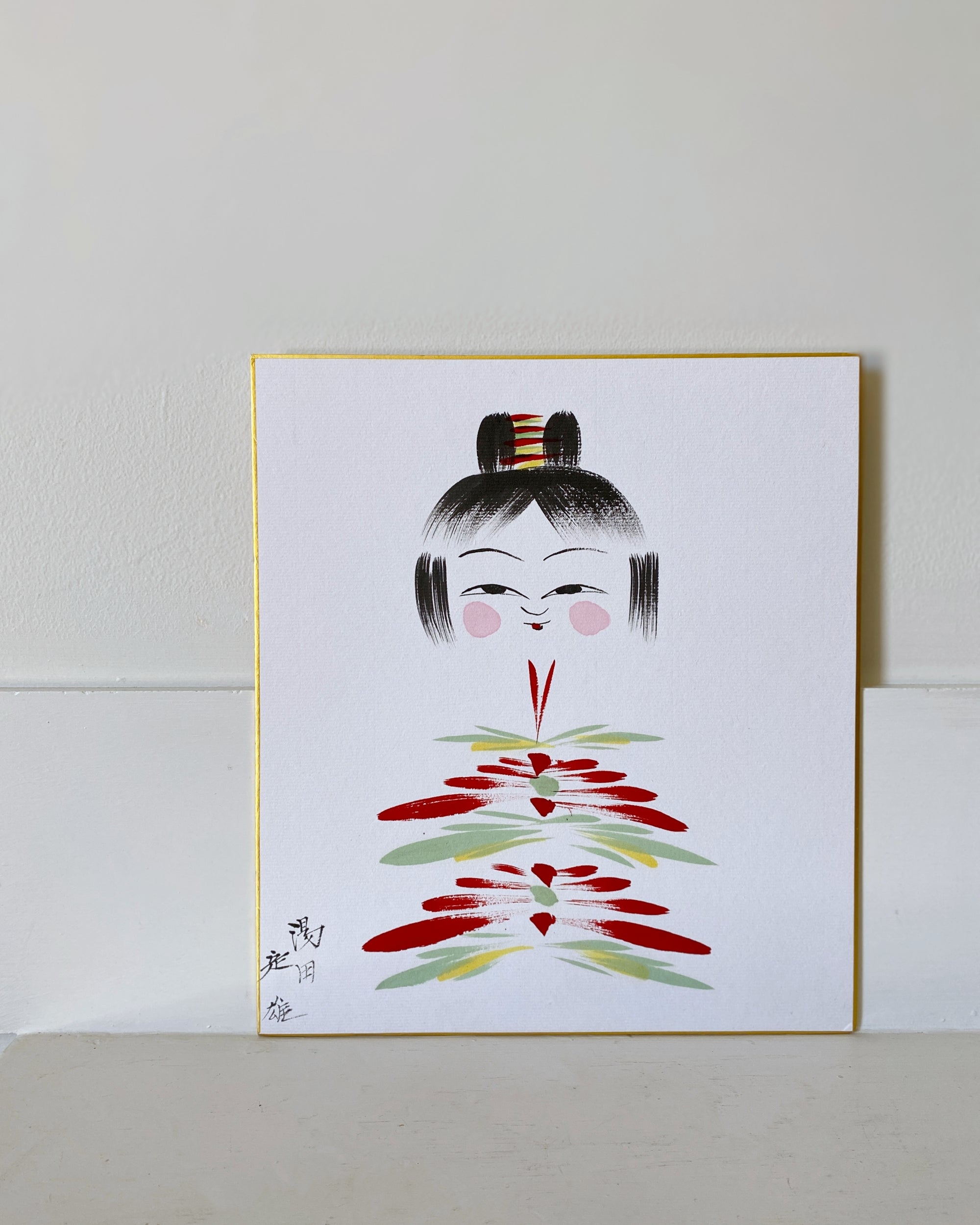 vintage kokeshi shikishi painting