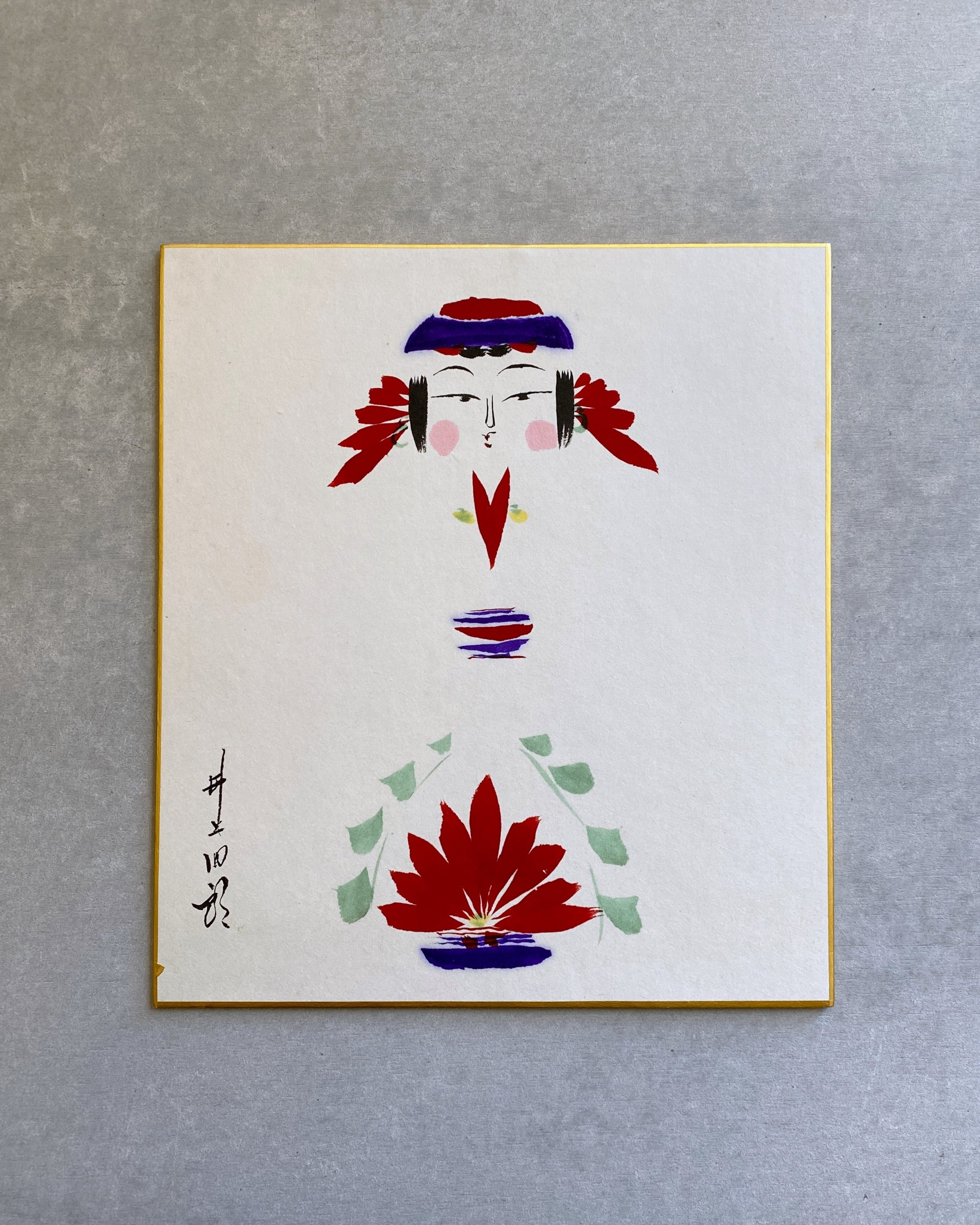 vintage kokeshi shikishi painting