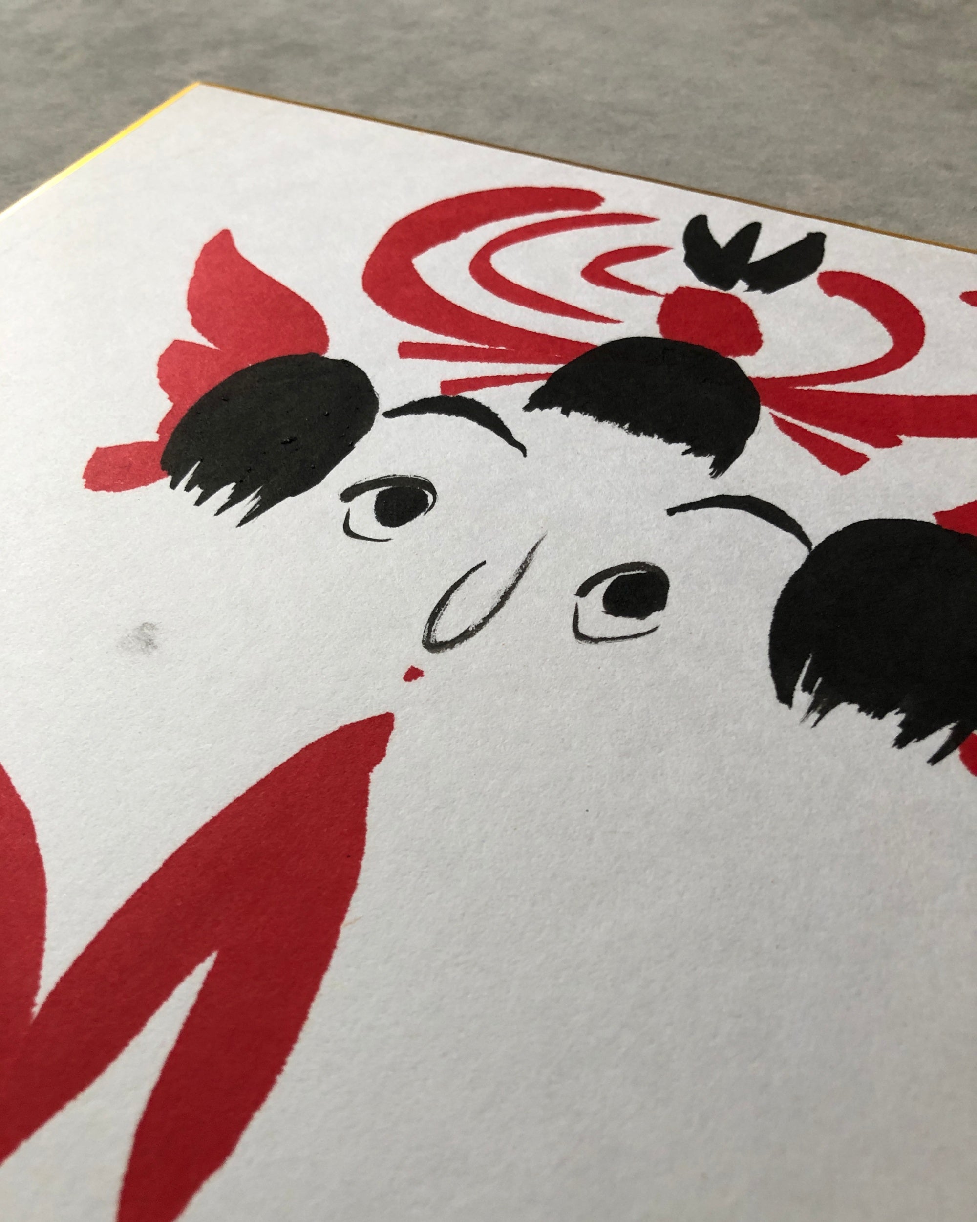 vintage shikishi kokeshi painting