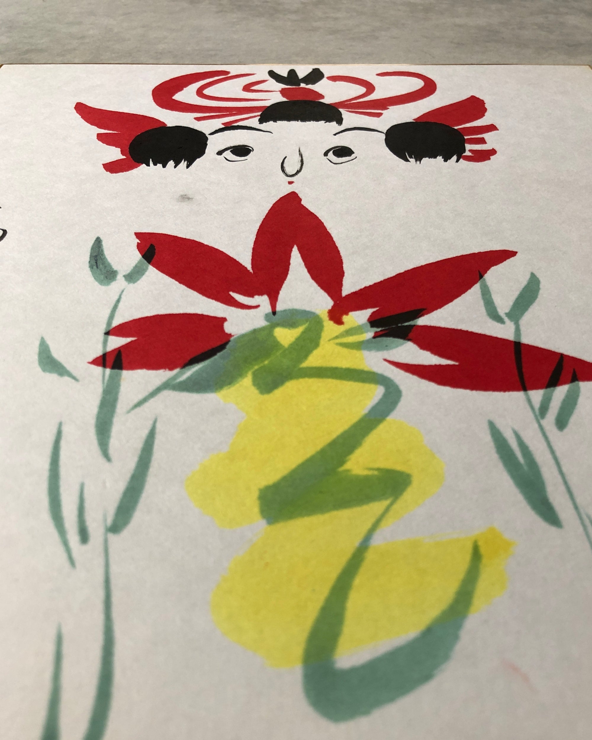 vintage shikishi kokeshi painting