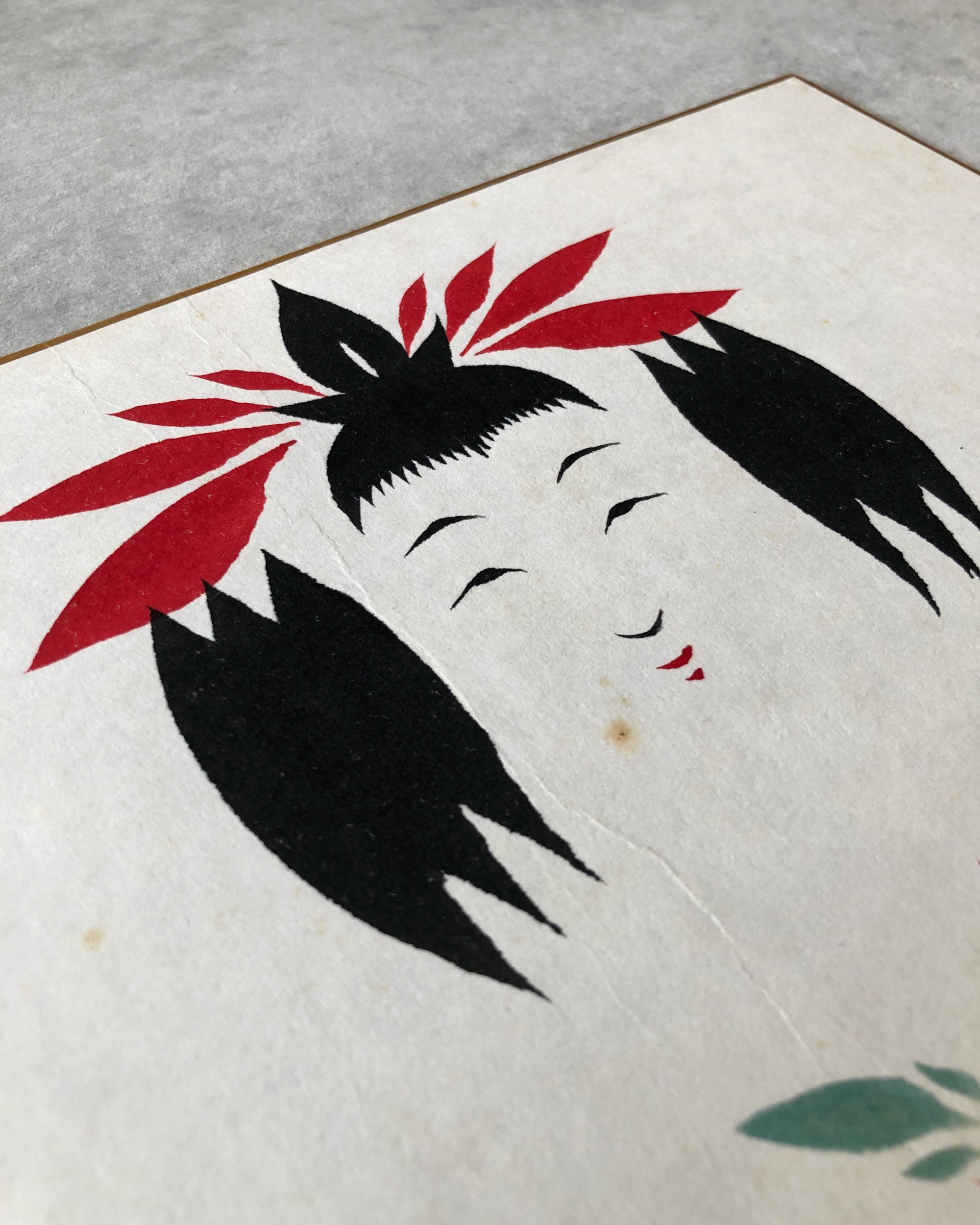 vintage shikishi kokeshi painting