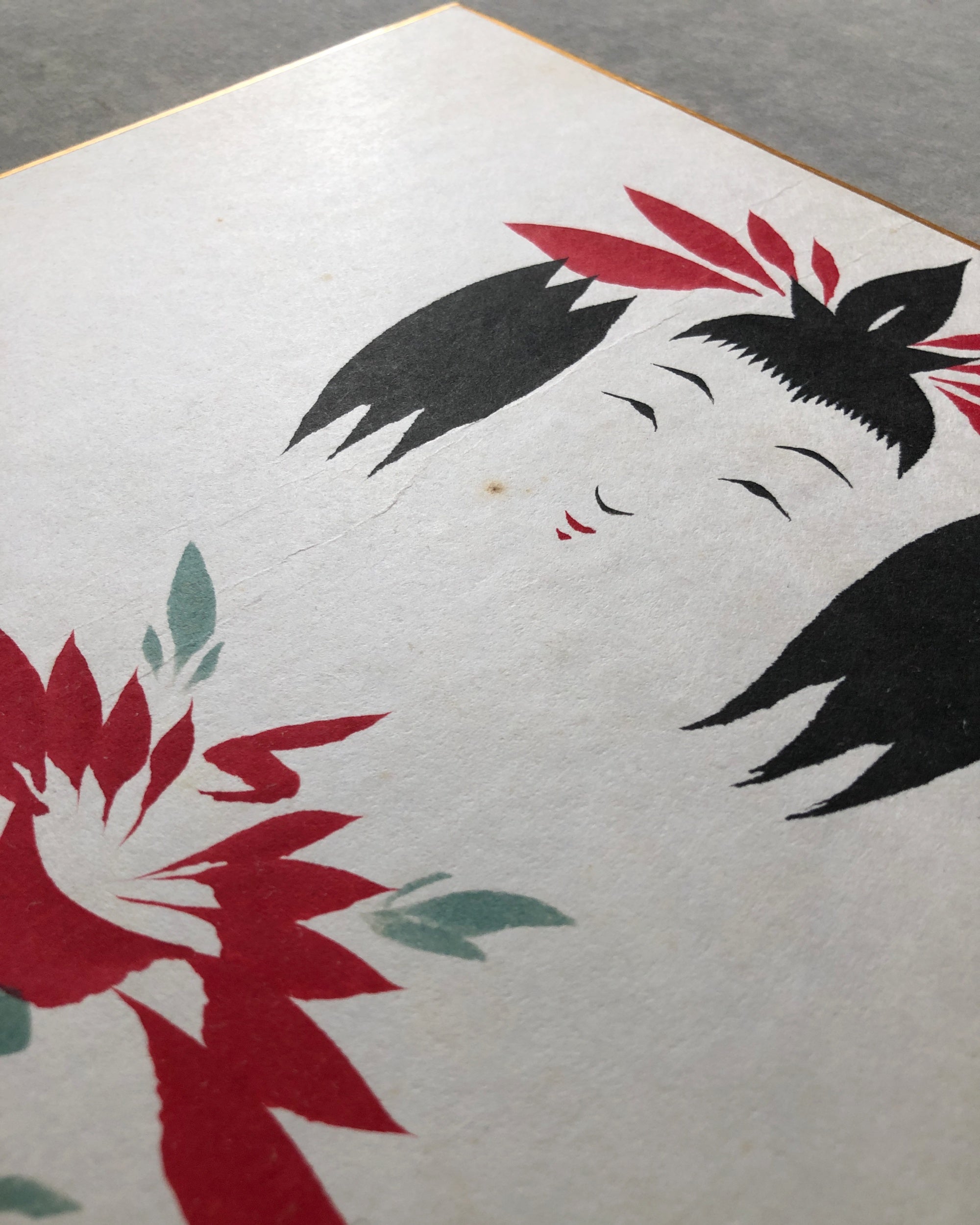 vintage shikishi kokeshi painting