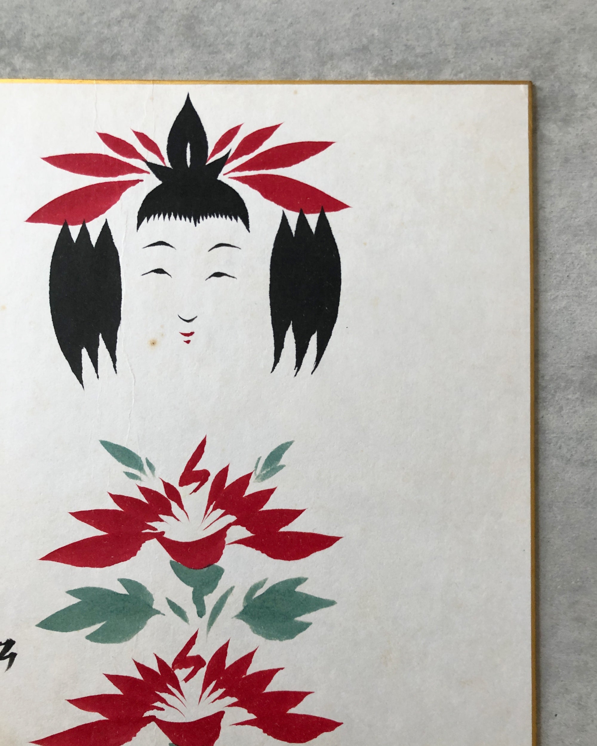 vintage shikishi kokeshi painting