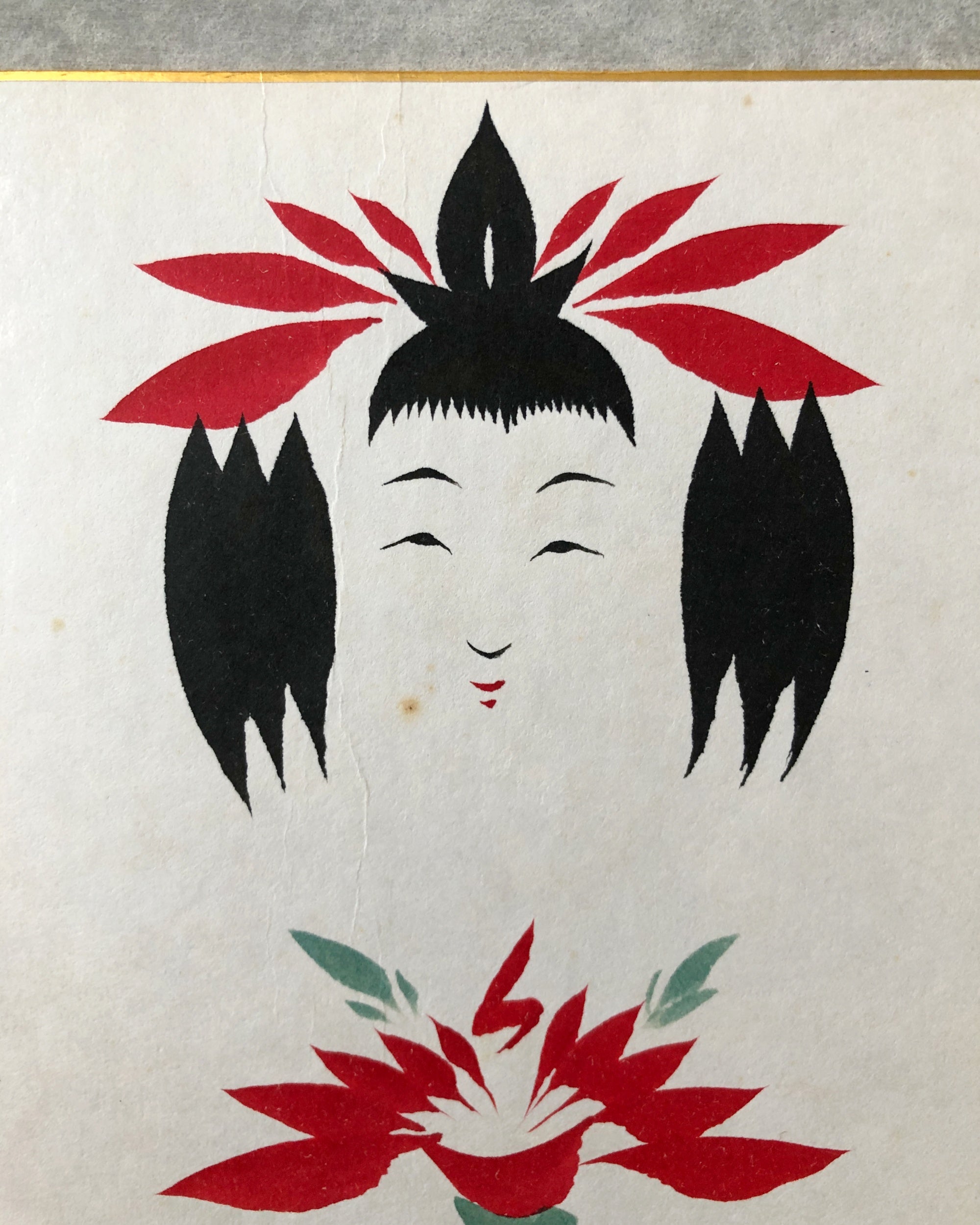 vintage shikishi kokeshi painting