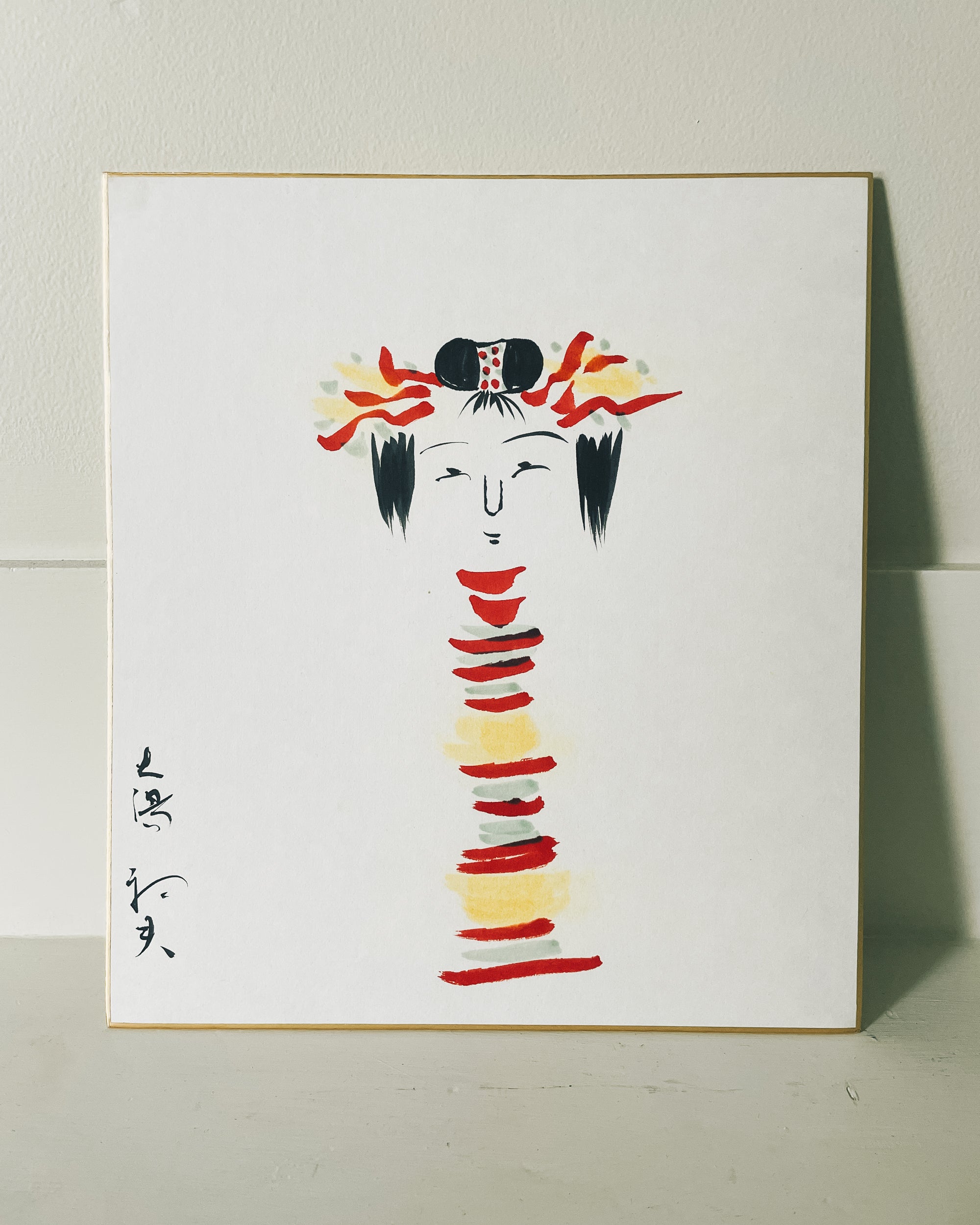 vintage shikishi kokeshi painting