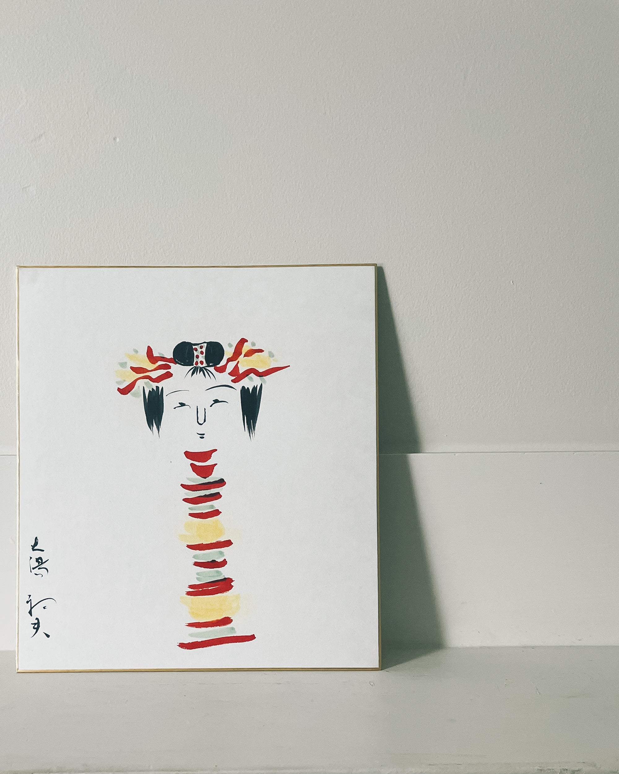 vintage shikishi kokeshi painting