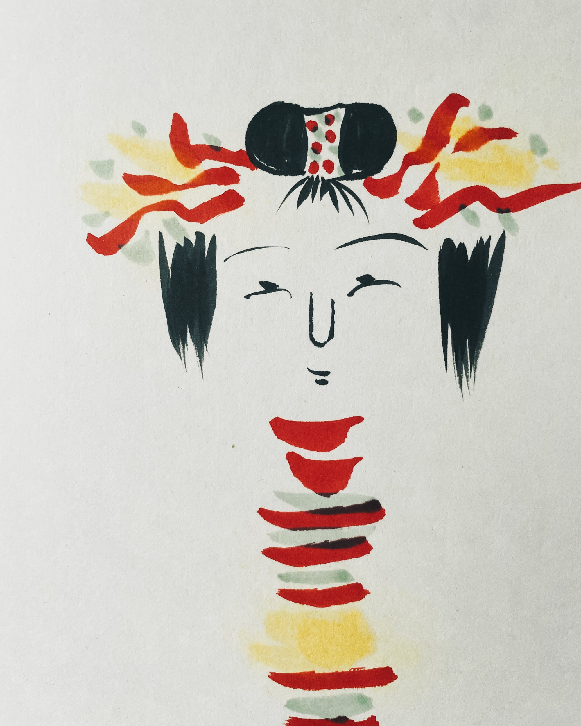 vintage shikishi kokeshi painting