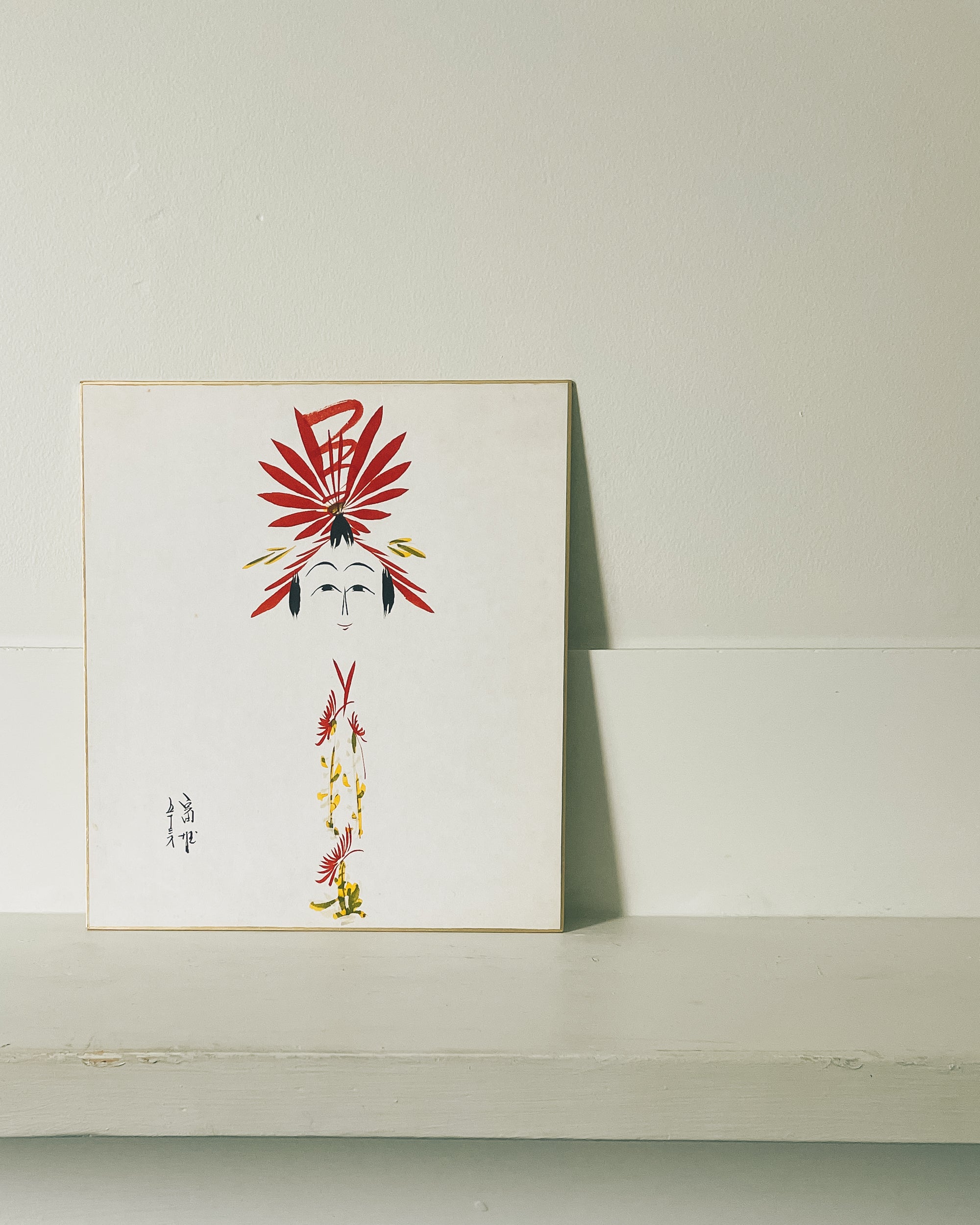 vintage shikishi kokeshi painting