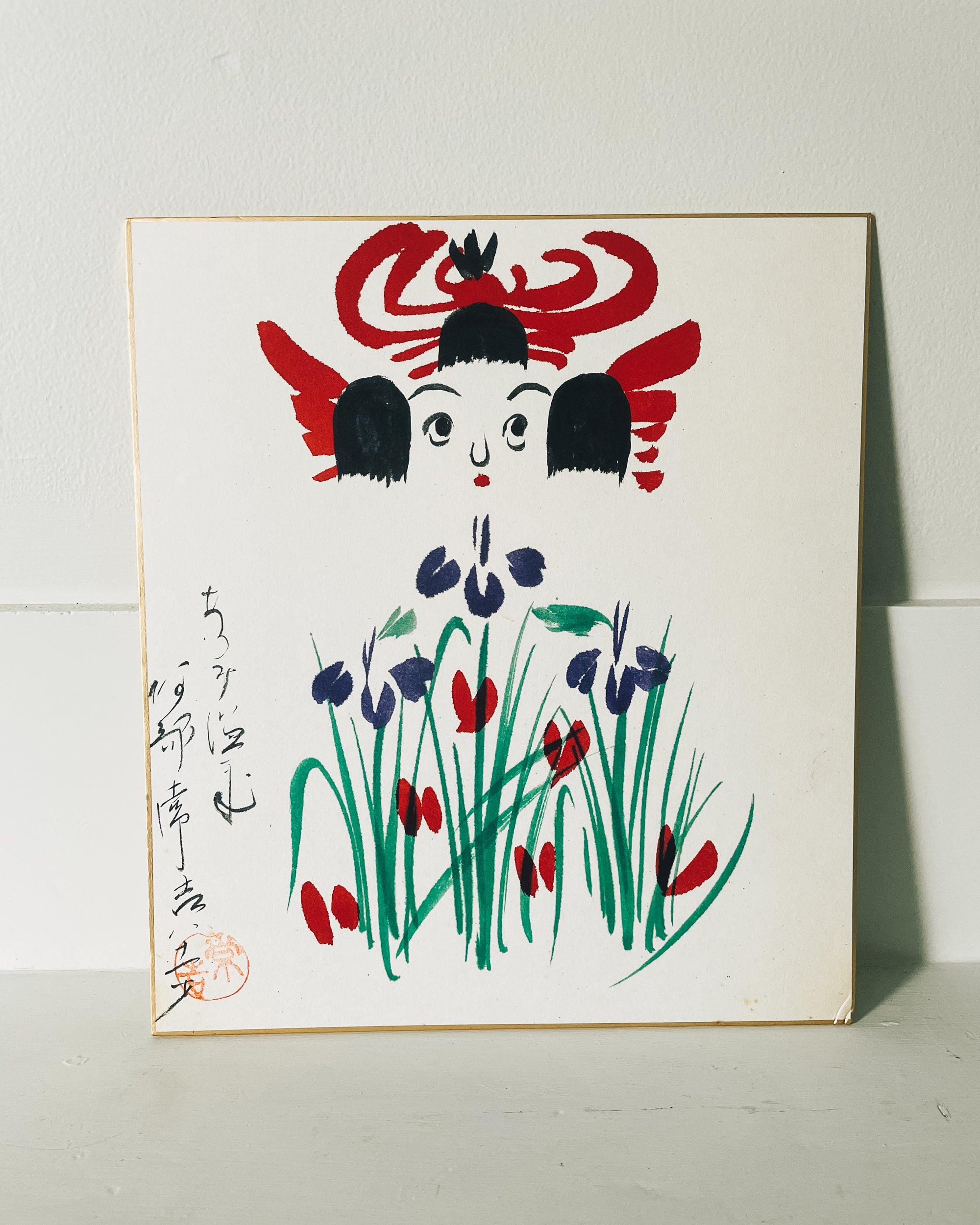vintage shikishi kokeshi painting