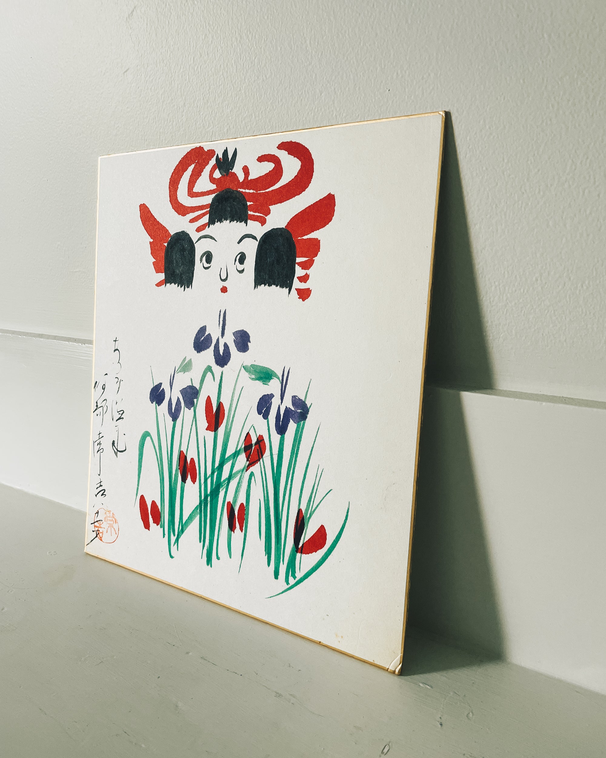 vintage shikishi kokeshi painting
