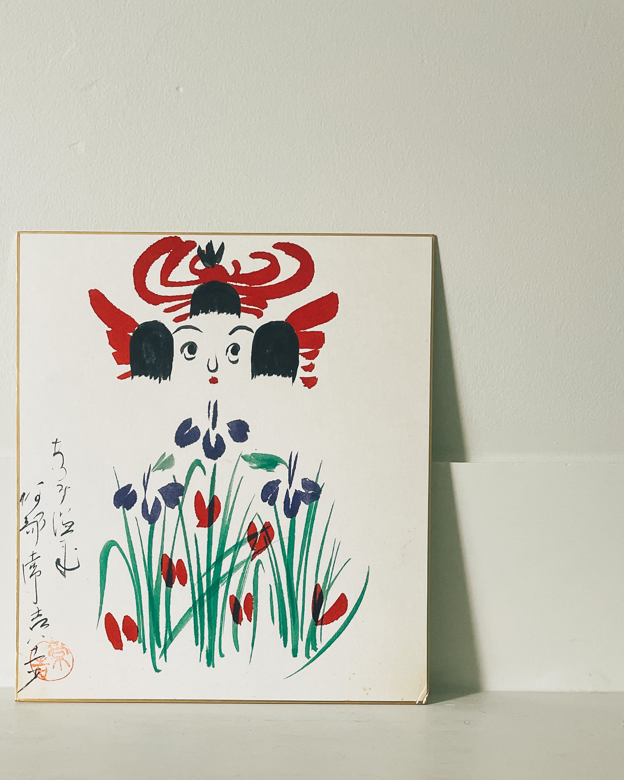 vintage shikishi kokeshi painting