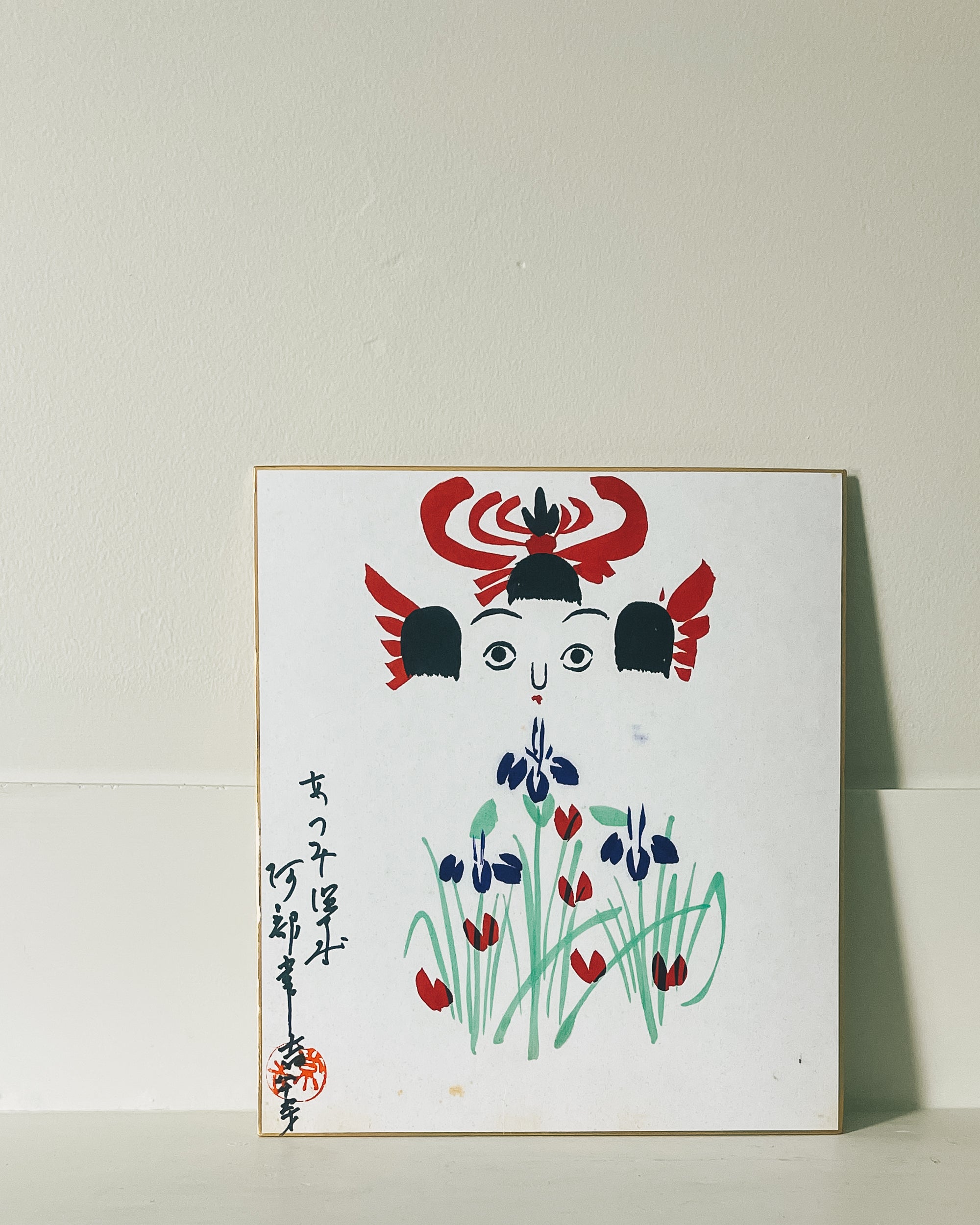 vintage shikishi kokeshi painting