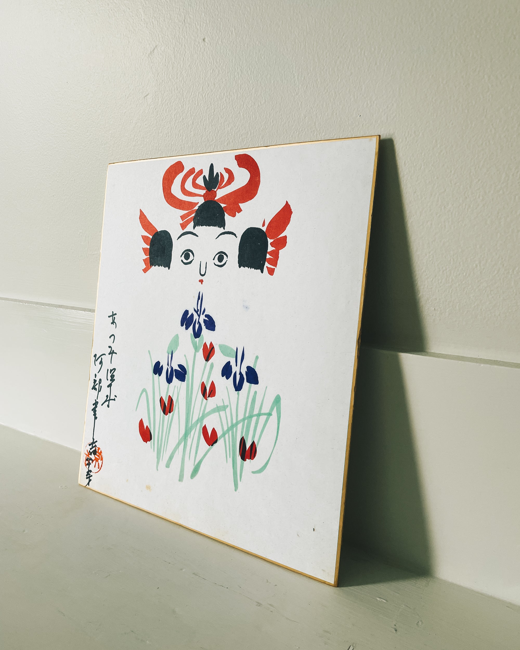 vintage shikishi kokeshi painting
