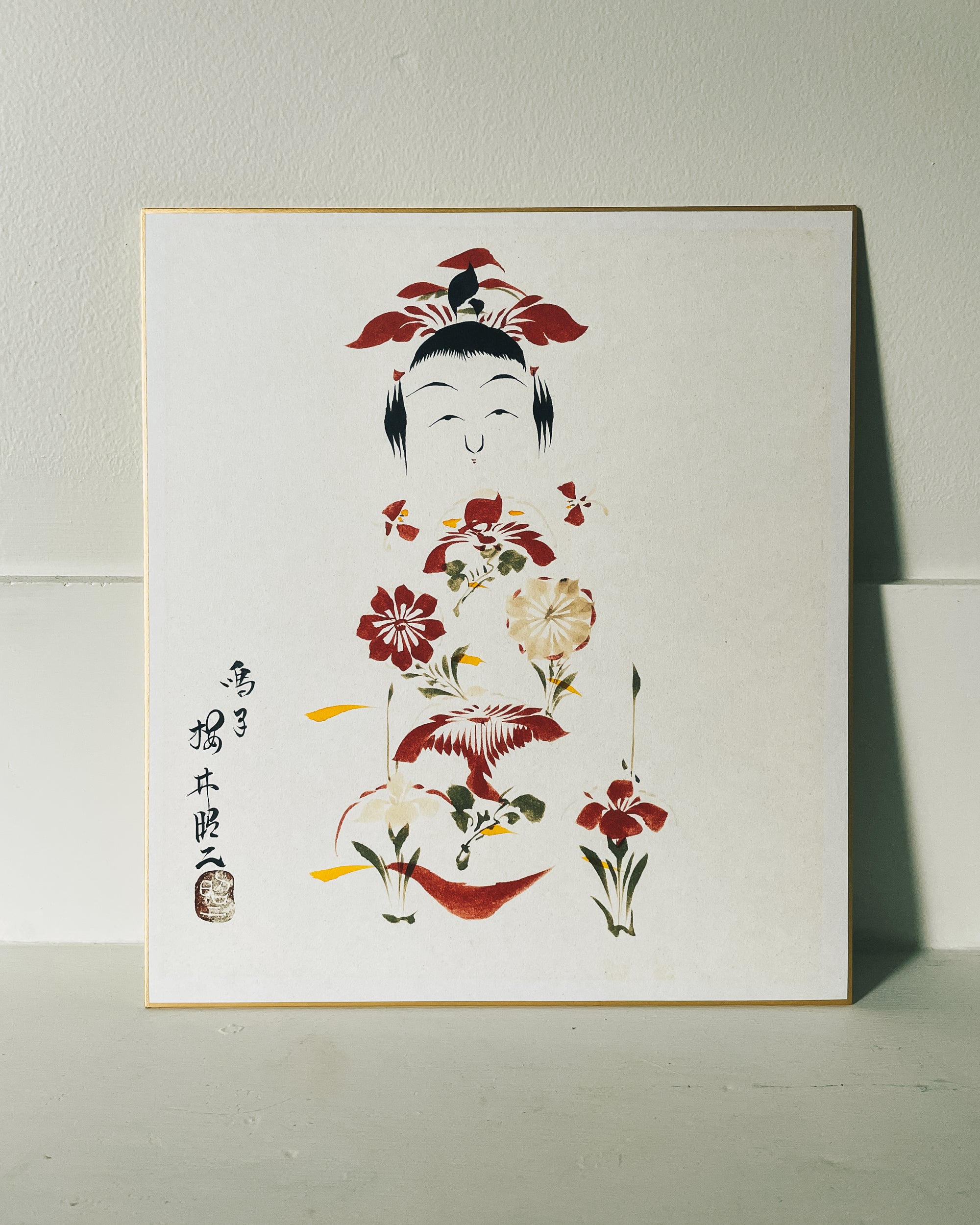vintage shikishi kokeshi painting