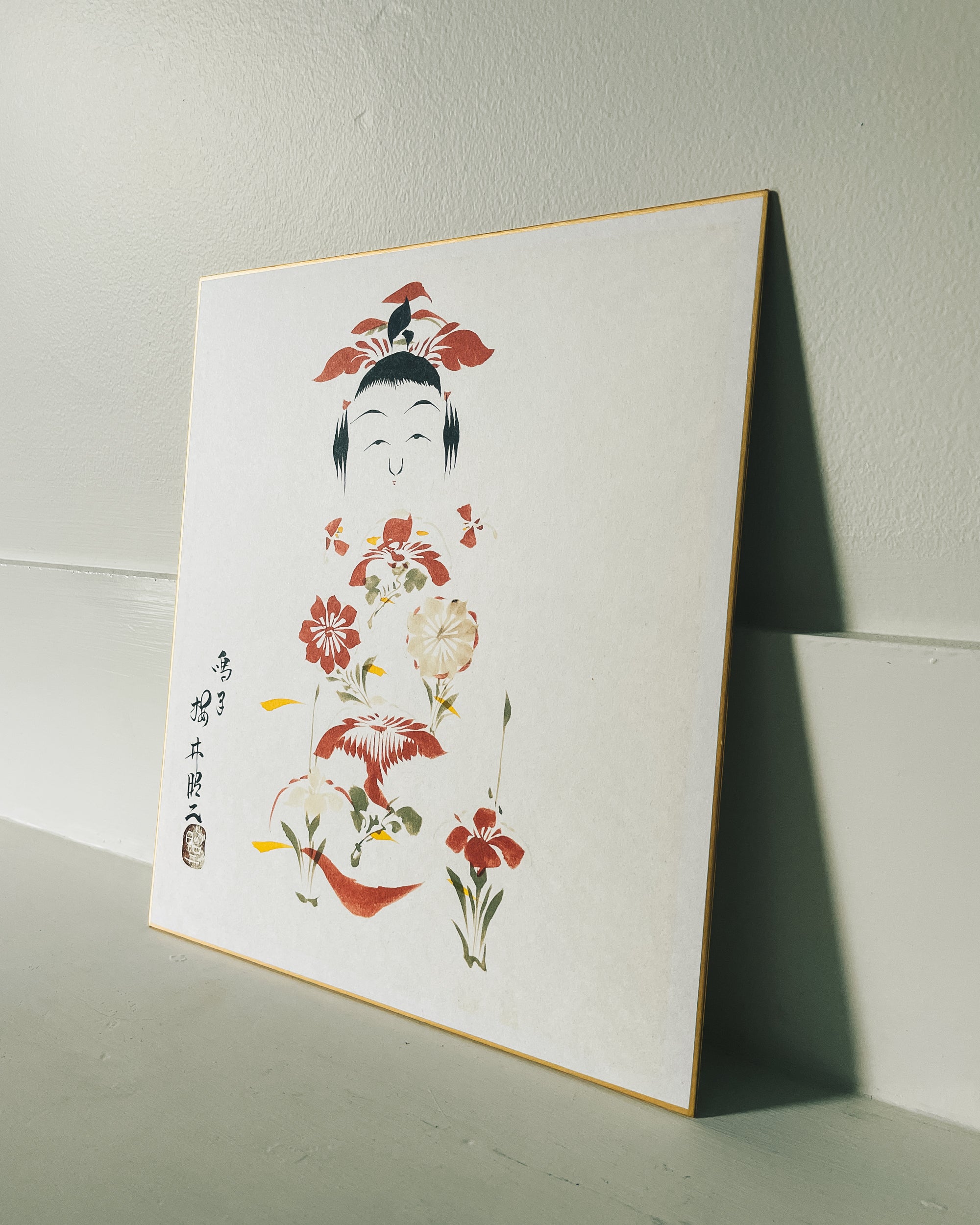 vintage shikishi kokeshi painting