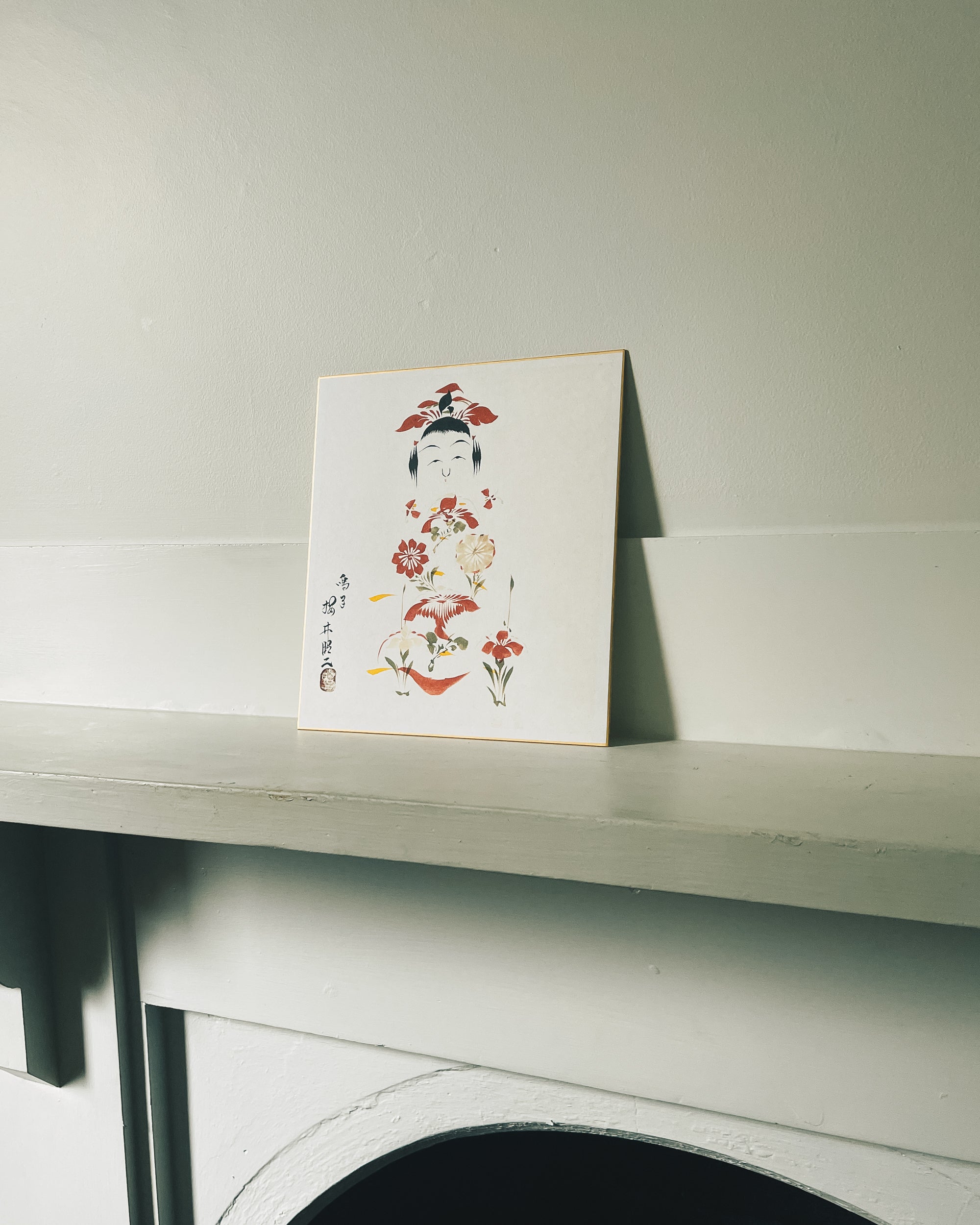 vintage shikishi kokeshi painting
