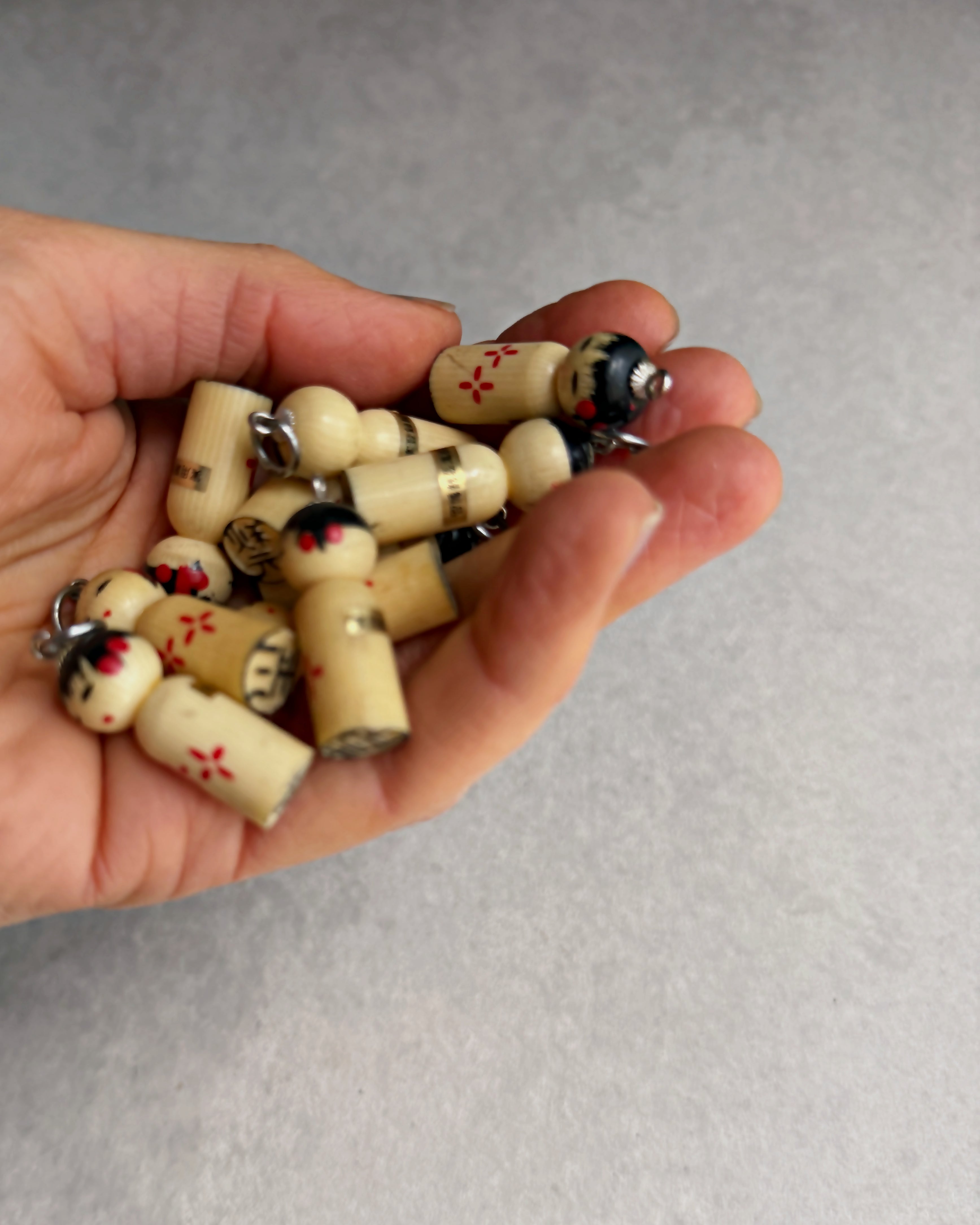 vintage kokeshi hanko charms