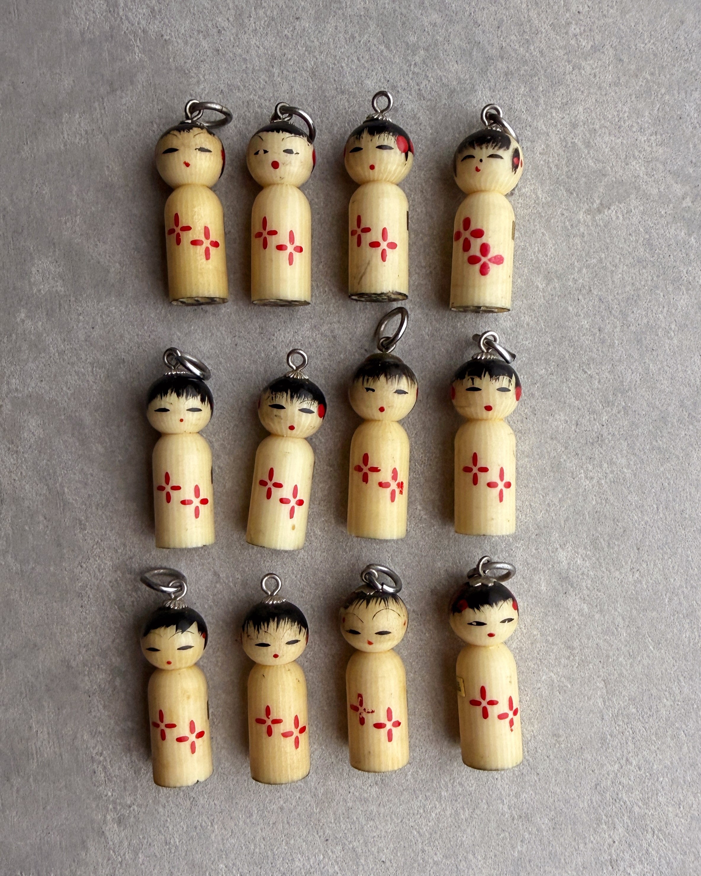 vintage kokeshi hanko charms
