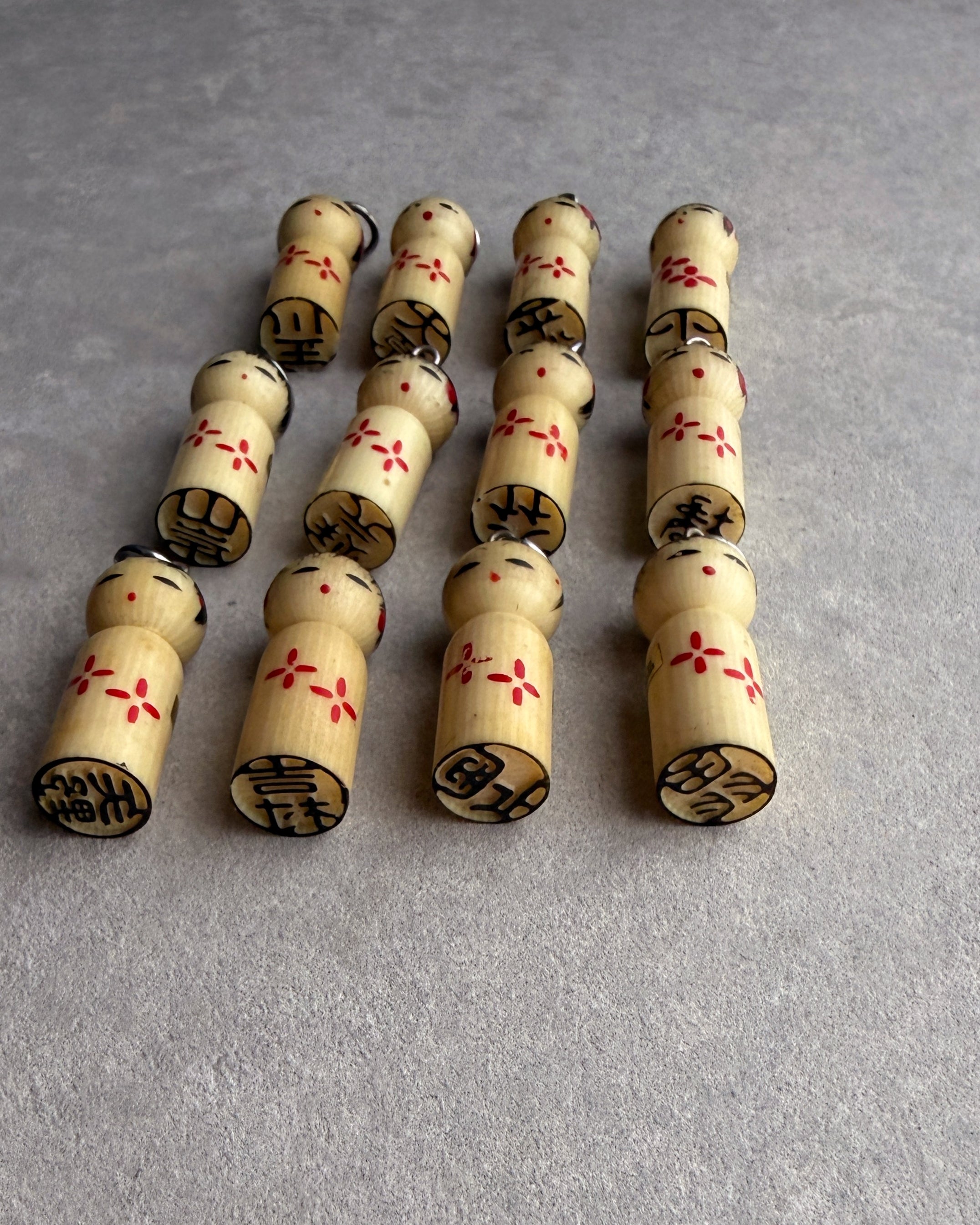 vintage kokeshi hanko charms