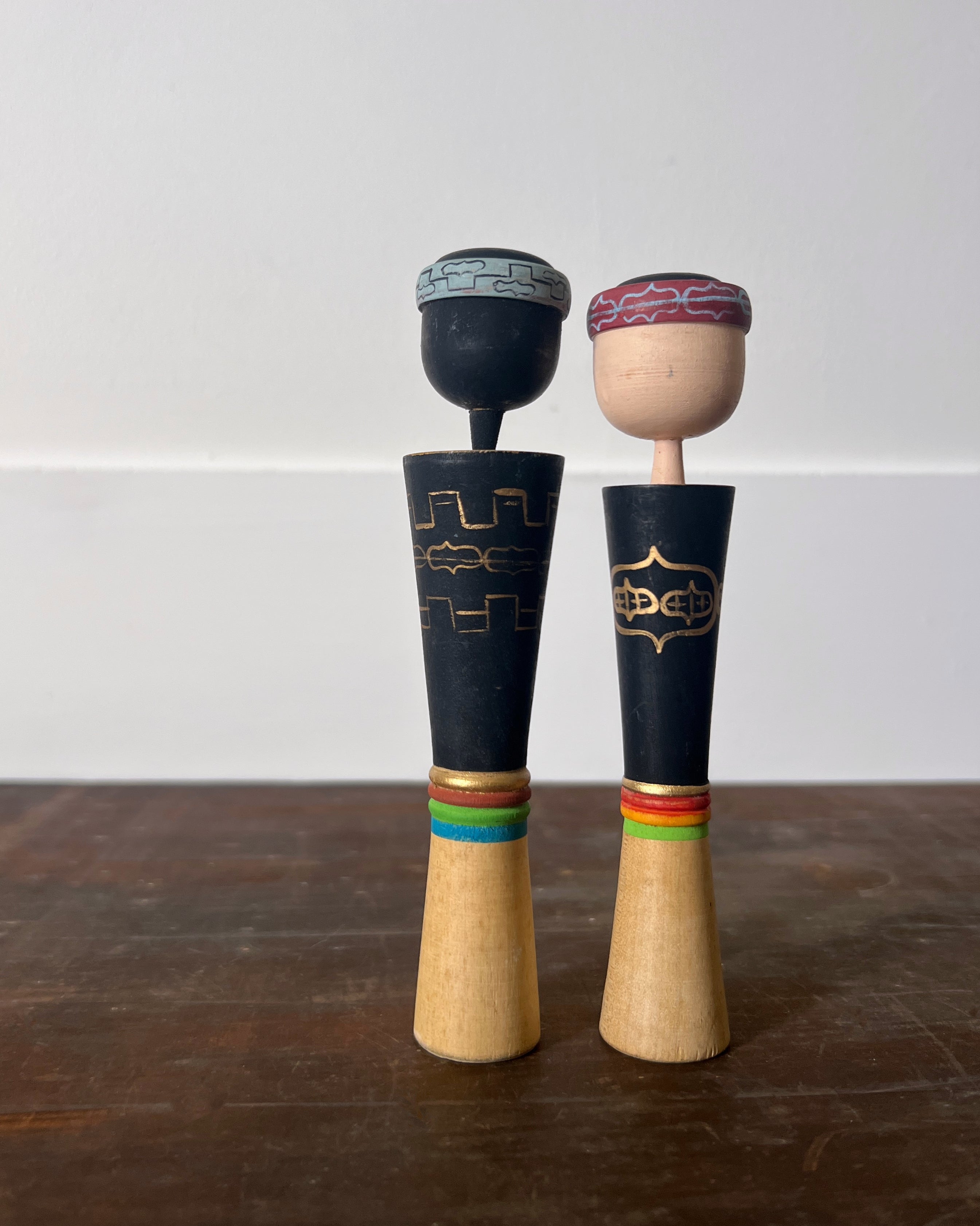 vintage kokeshi pair