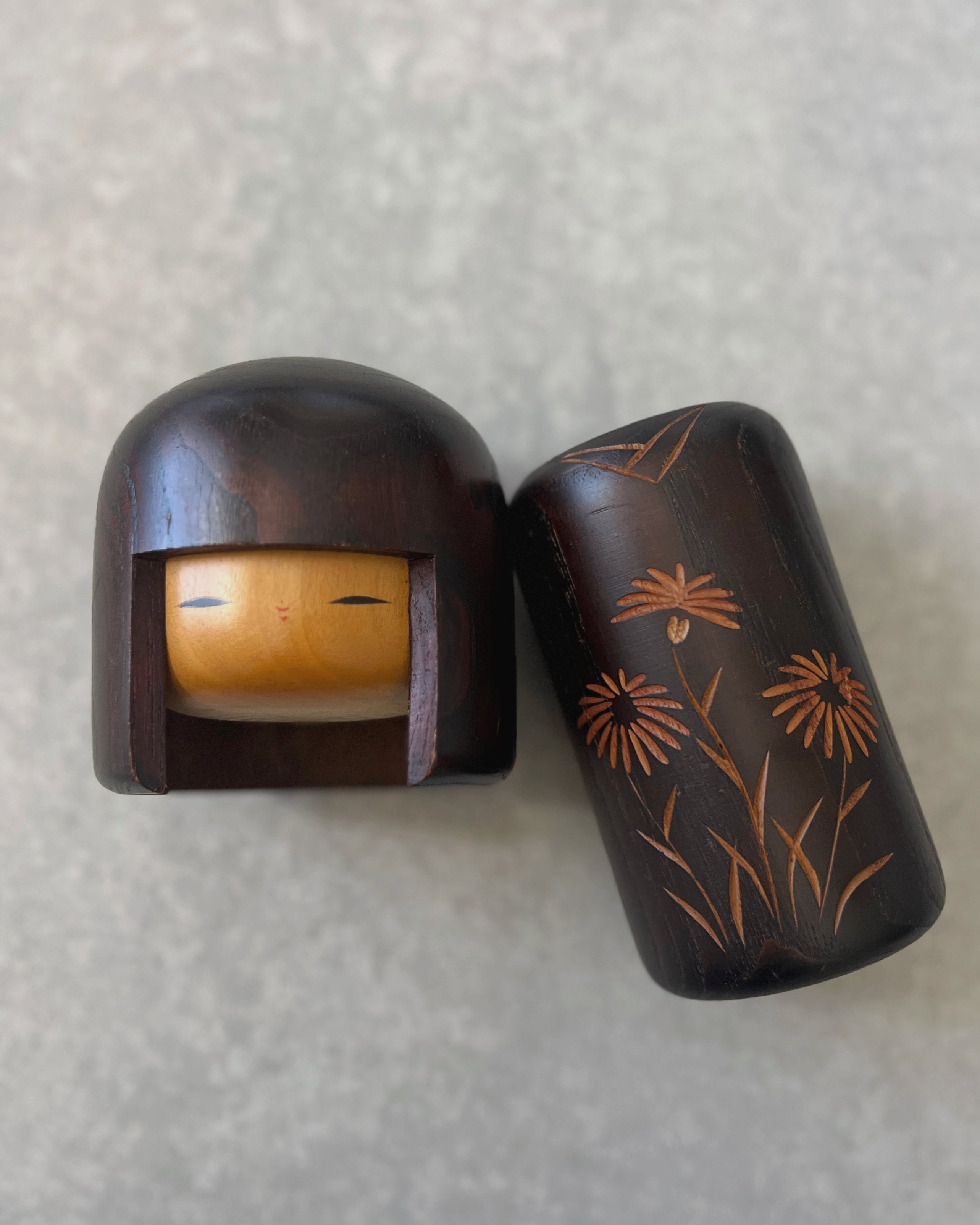 vintage kokeshi container