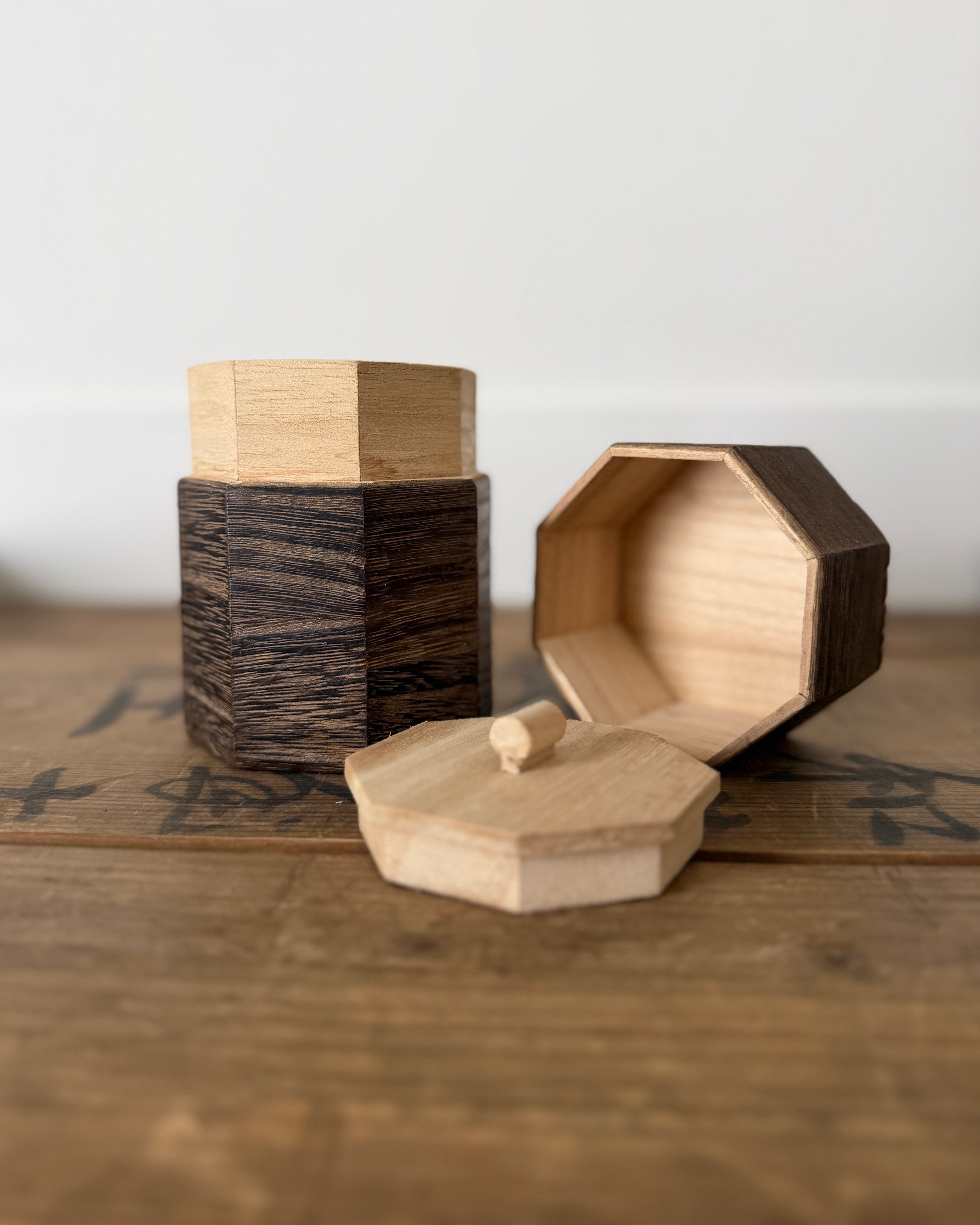 vintage paulownia tea caddy