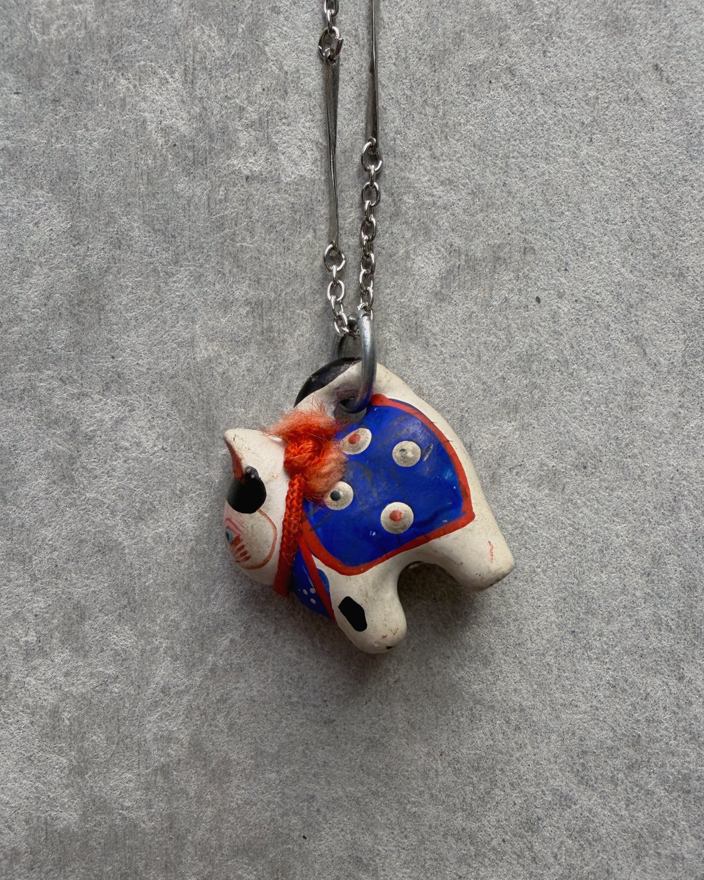 modern marcel : vintage Japanese hariko inu pendant necklace