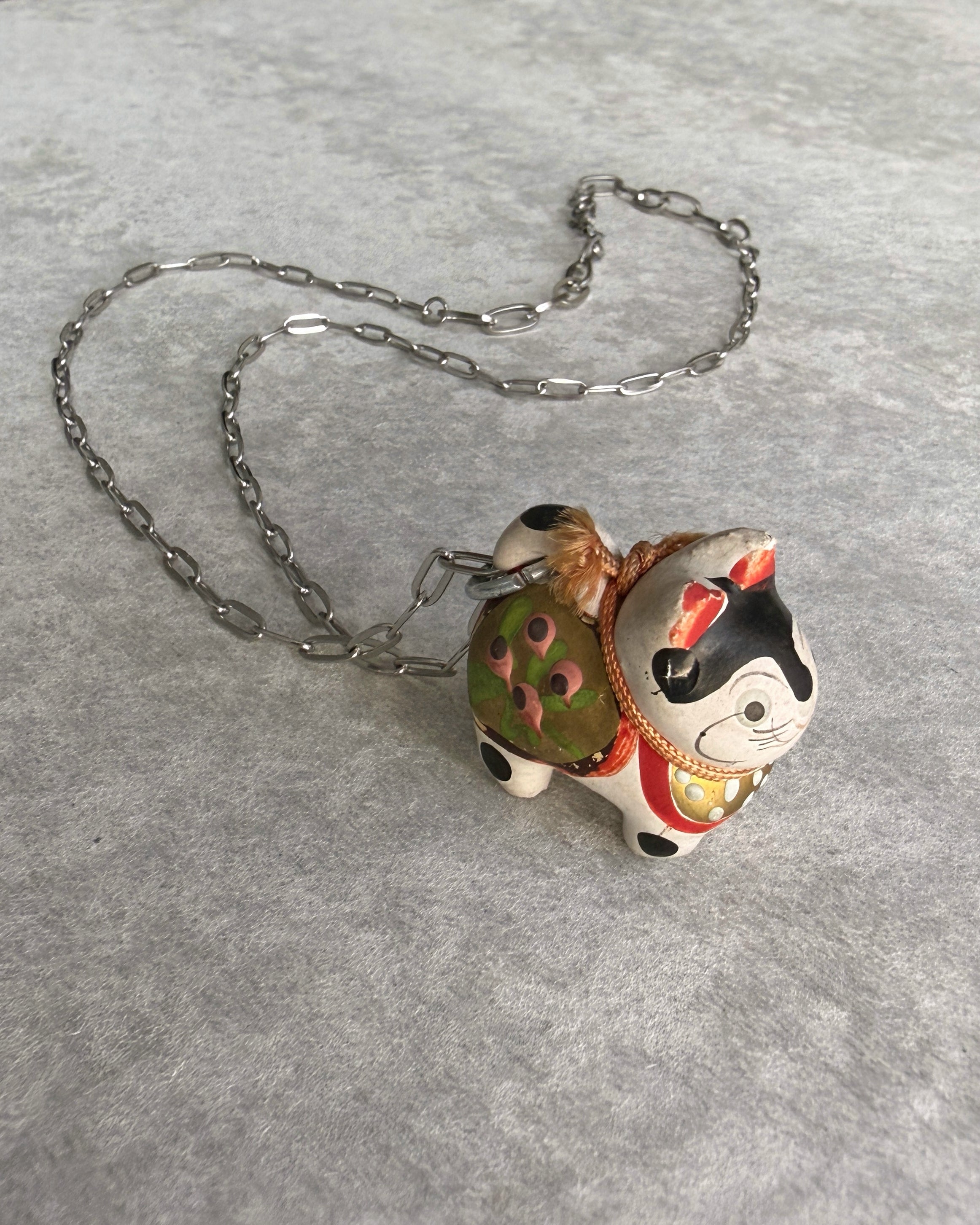 modern marcel : vintage Japanese hariko inu pendant necklace