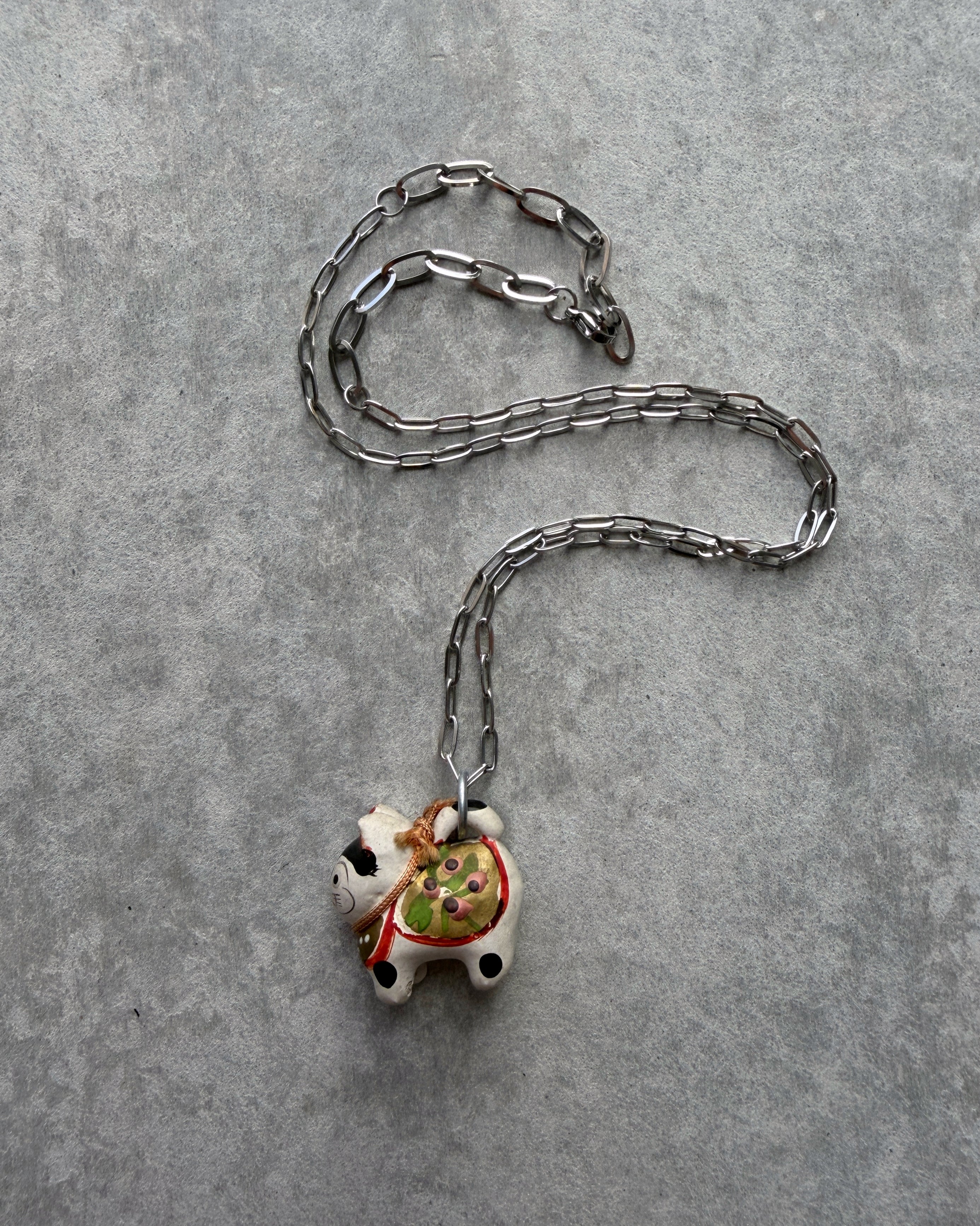 modern marcel : vintage Japanese hariko inu pendant necklace