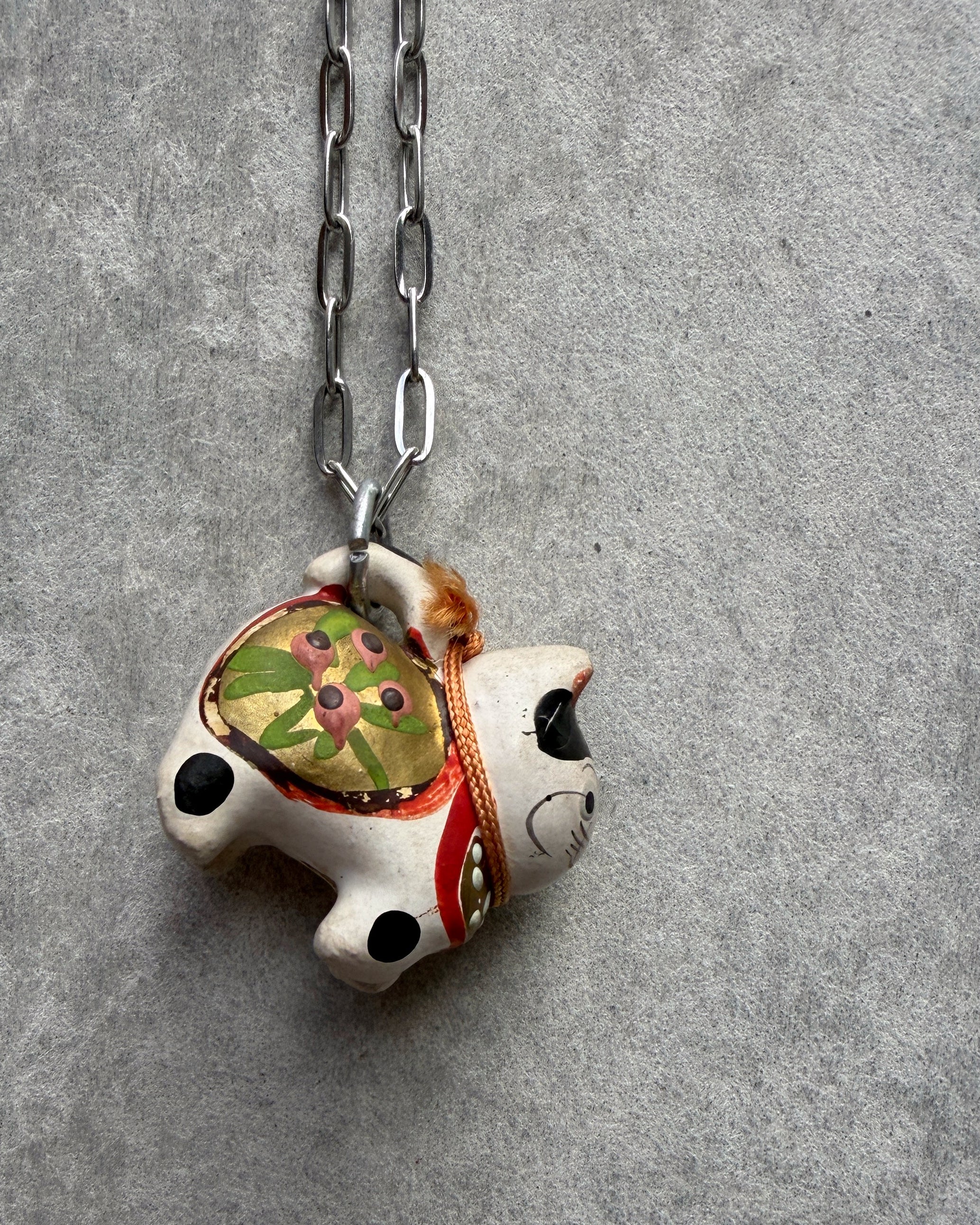modern marcel : vintage Japanese hariko inu pendant necklace