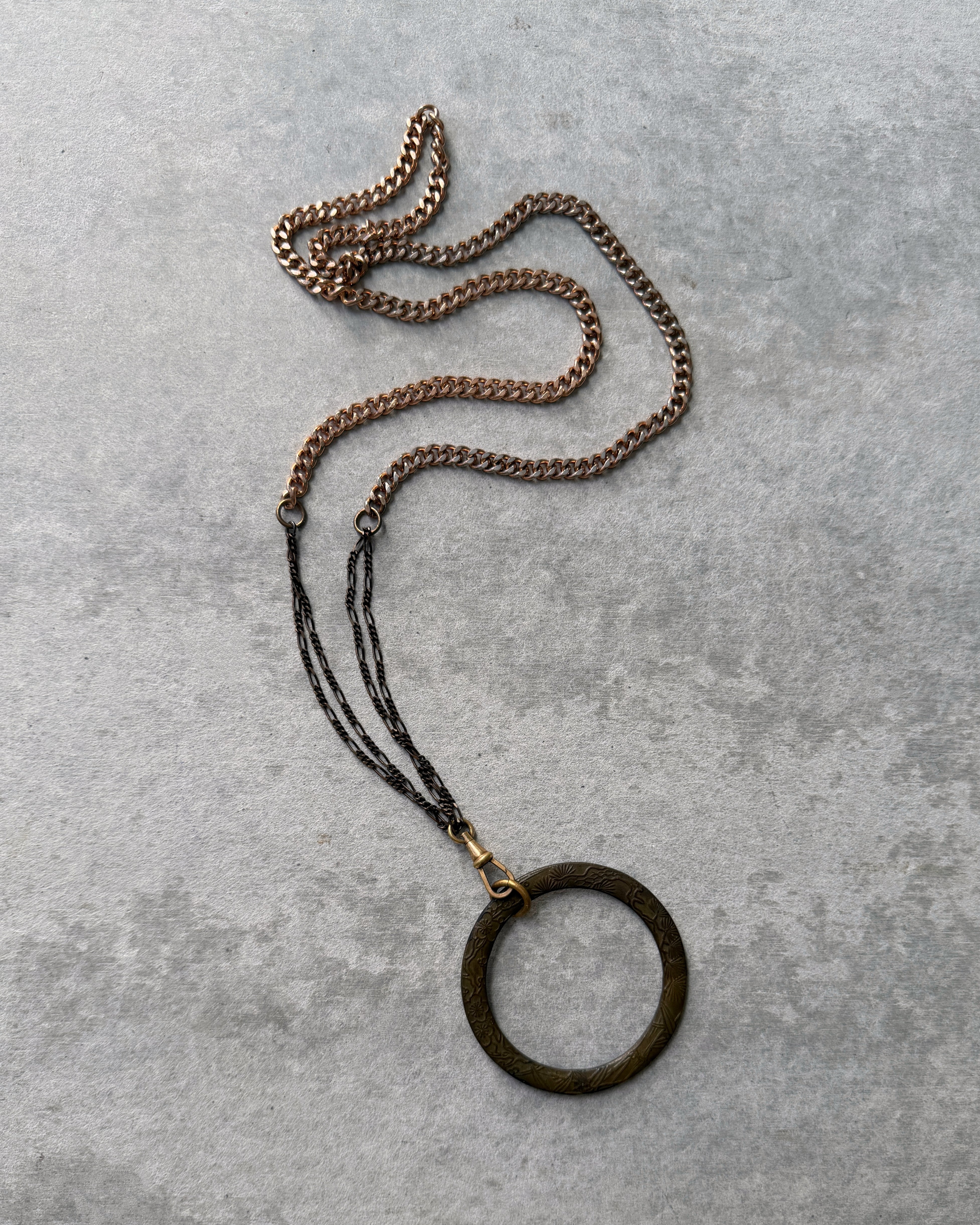 modern marcel : vintage Japanese brass ring pendant necklace
