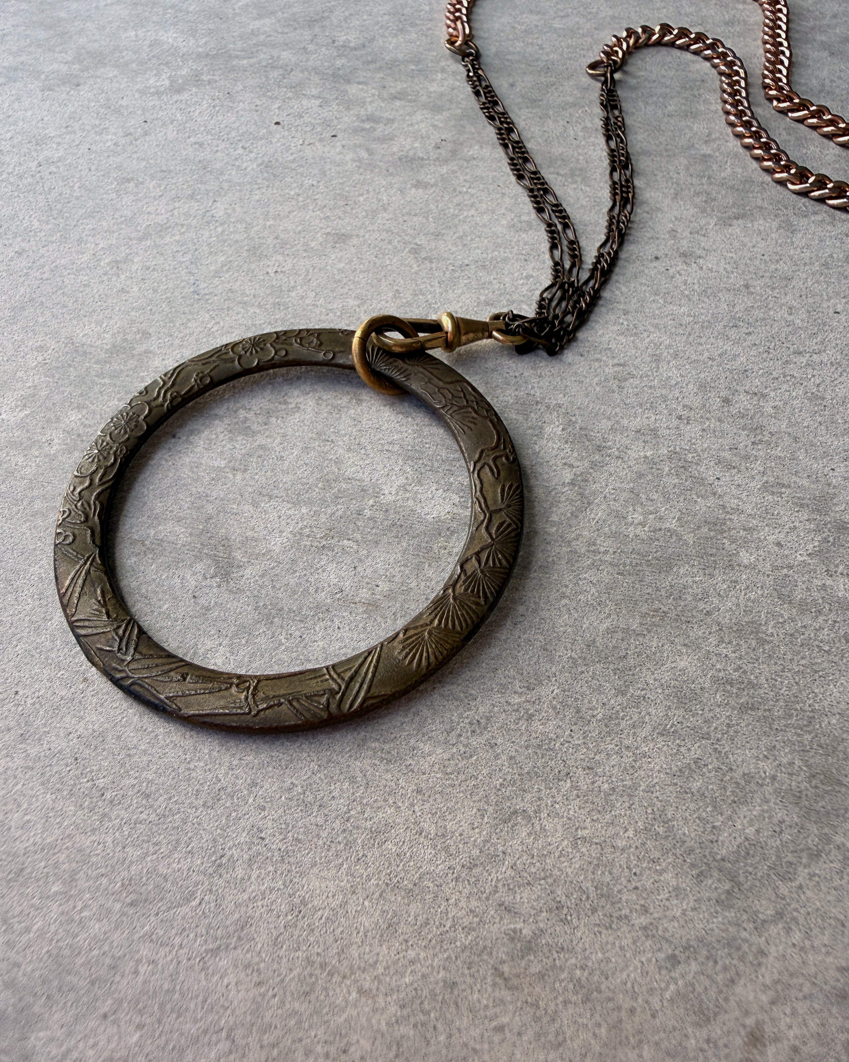 modern marcel : vintage Japanese brass ring pendant necklace