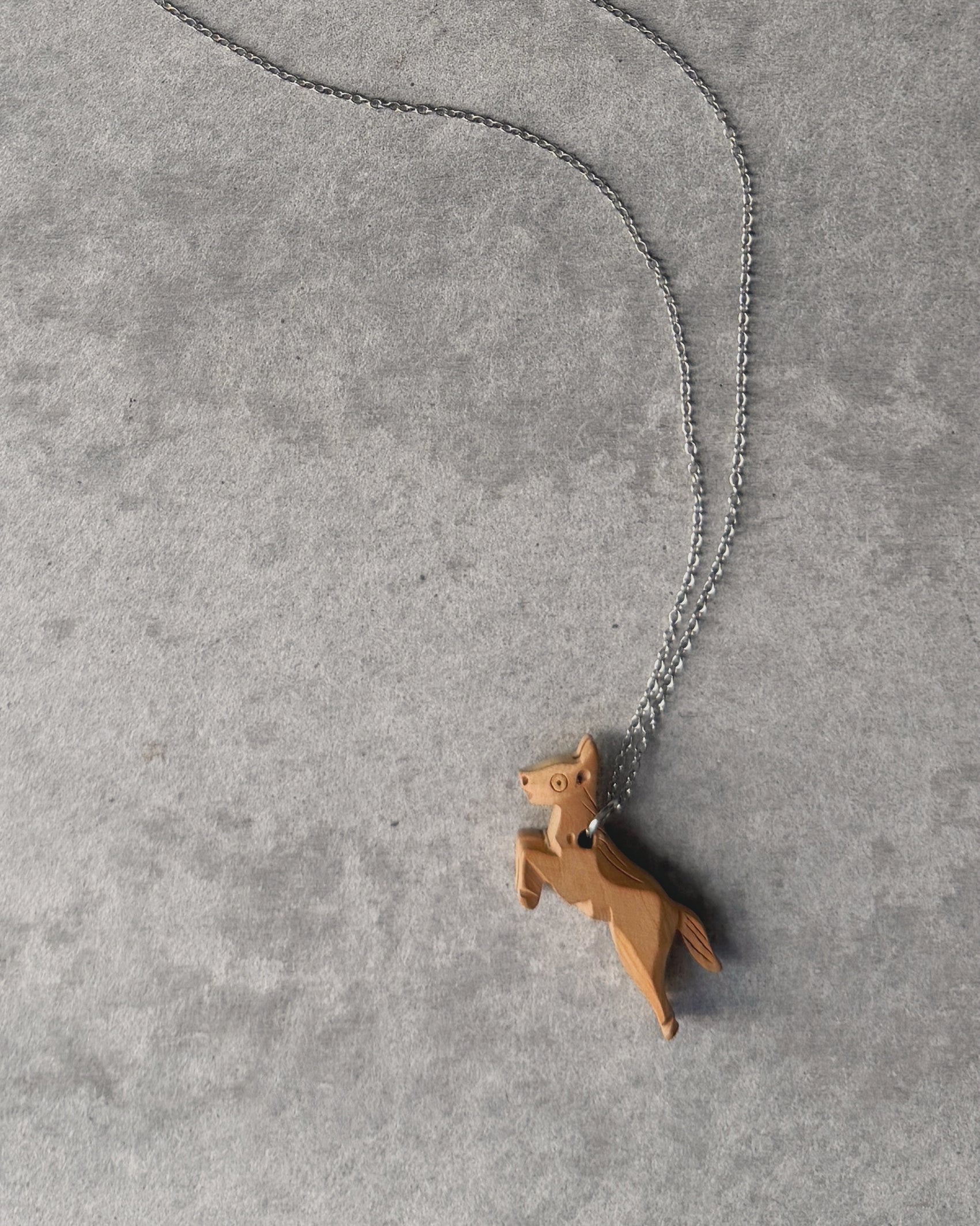 modern marcel : wooden horse pendant necklace