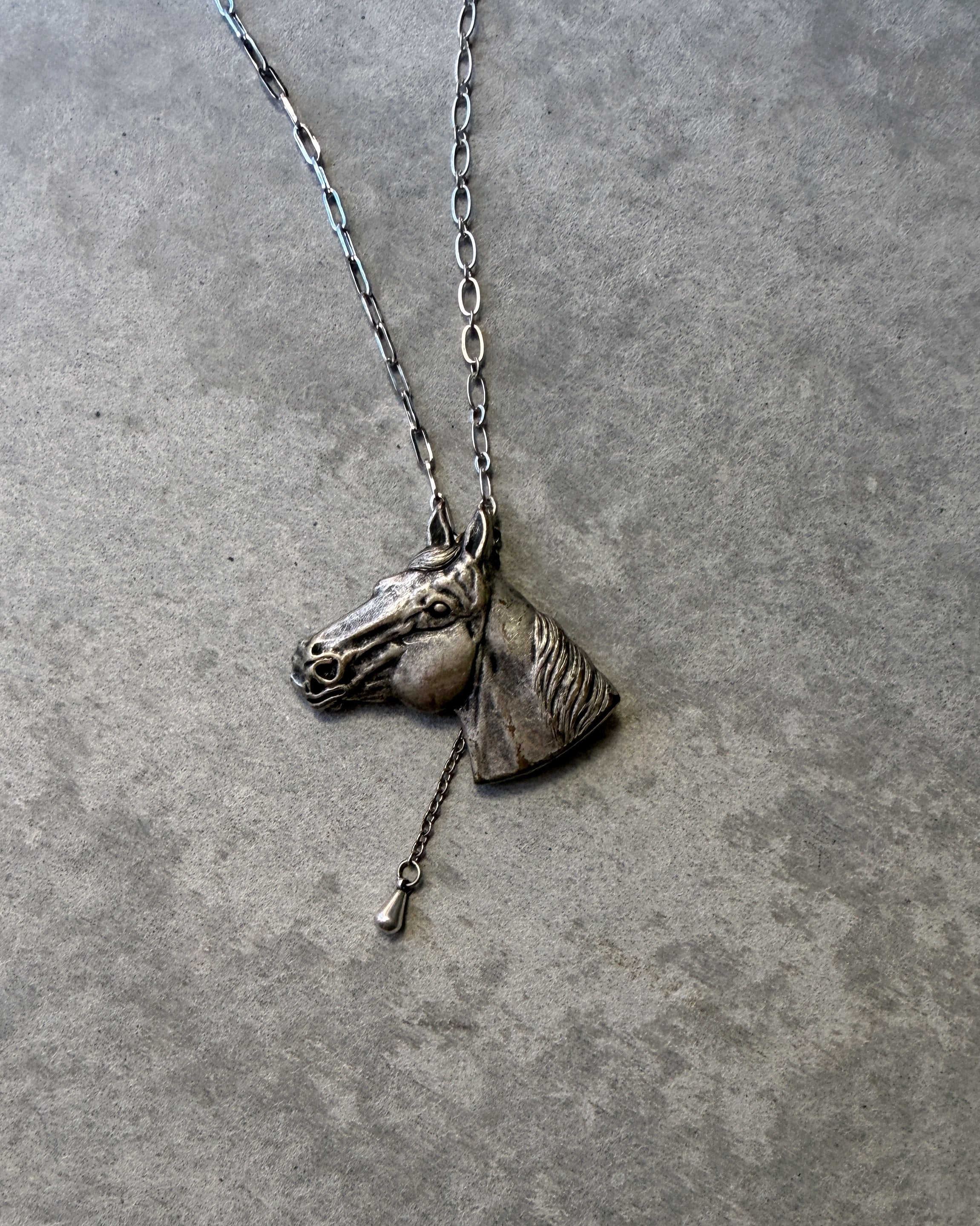 modern marcel : vintage horse pendant necklace