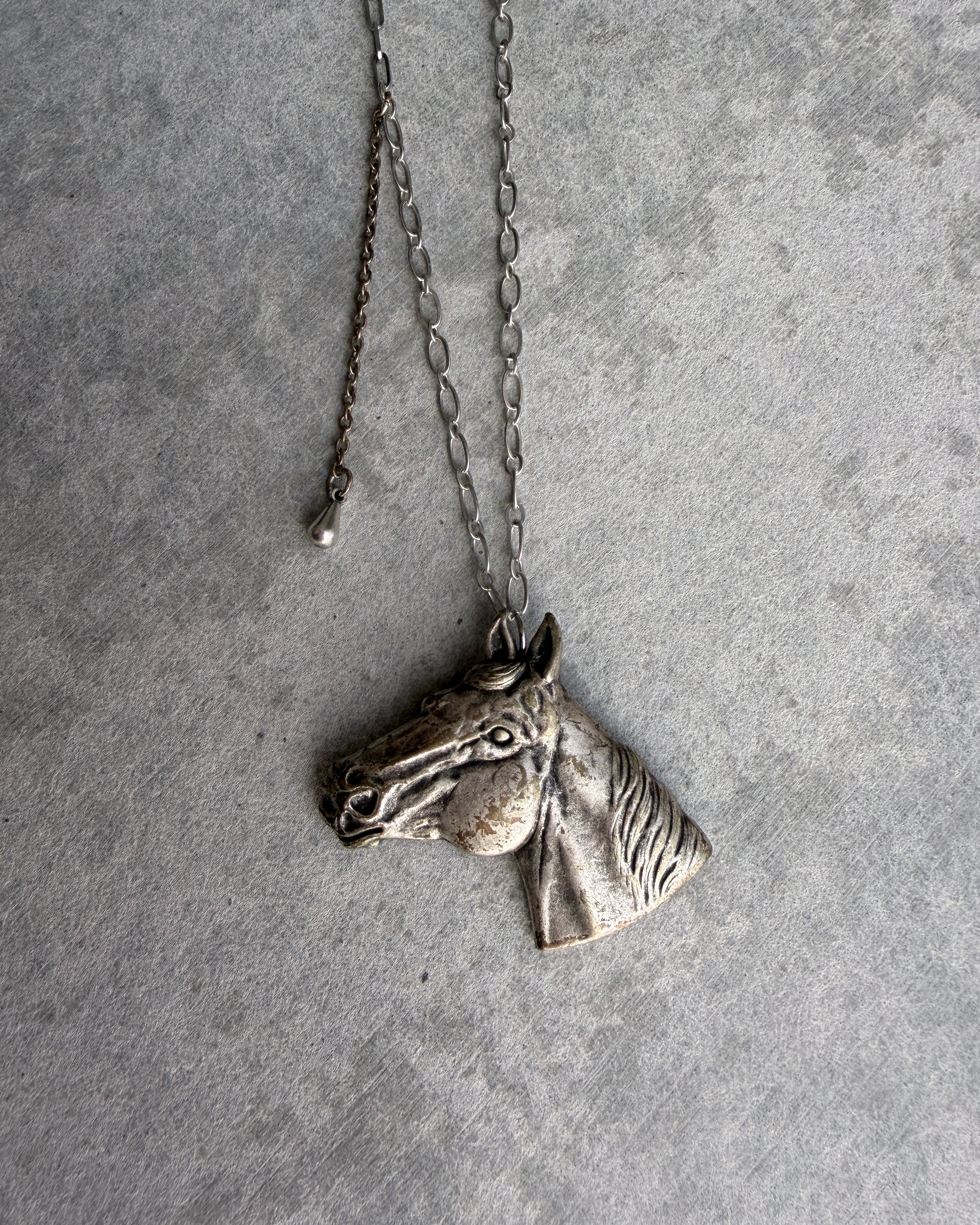 modern marcel : vintage horse pendant necklace