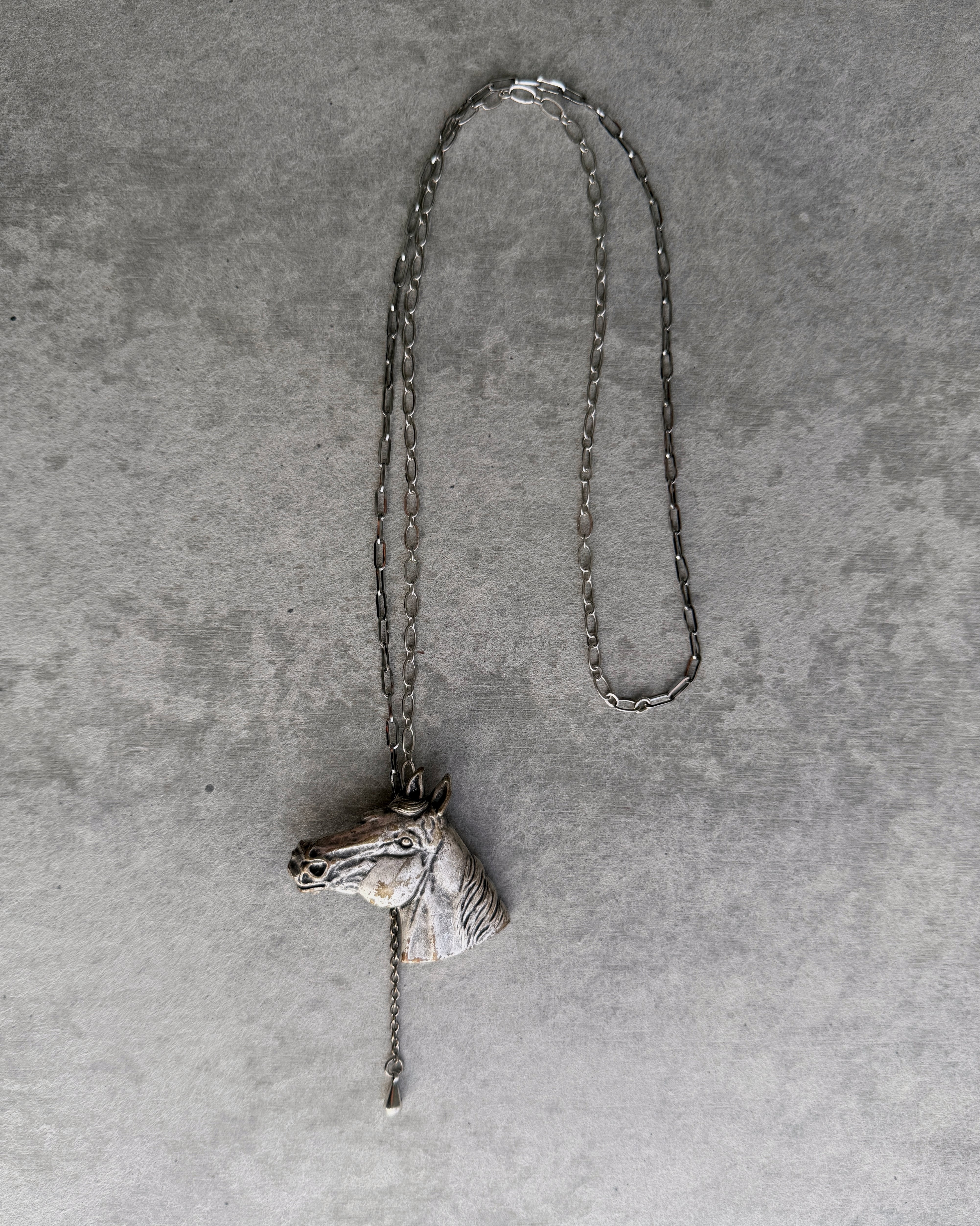 modern marcel : vintage horse pendant necklace