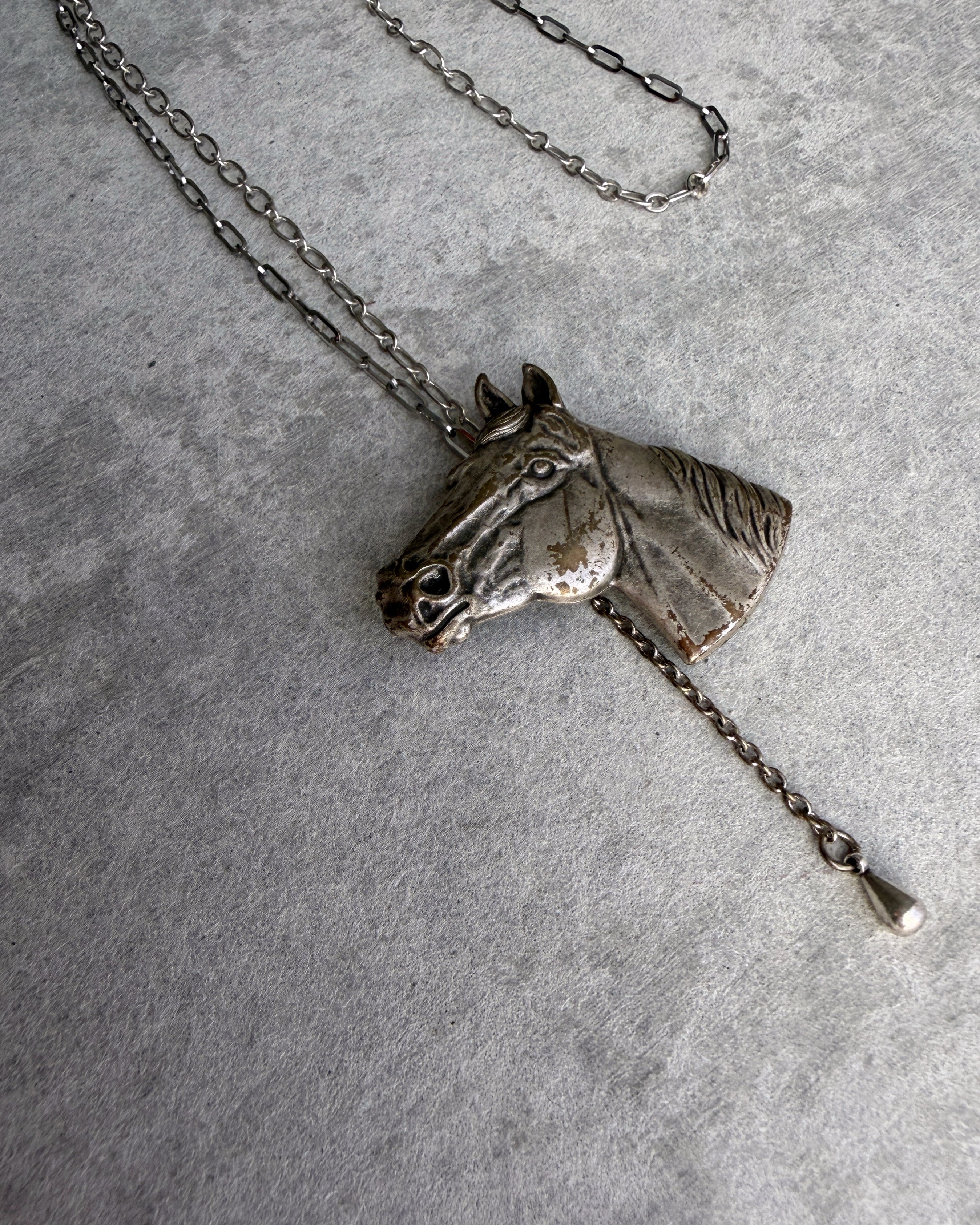 modern marcel : vintage horse pendant necklace