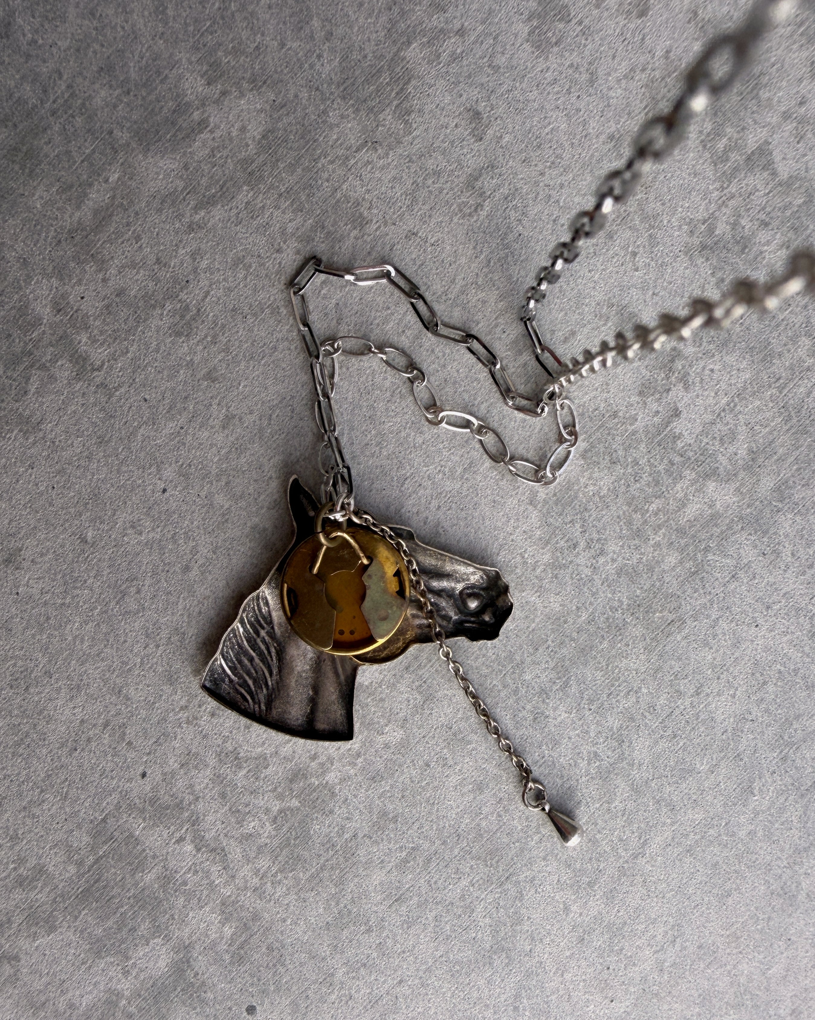 modern marcel : vintage horse pendant necklace