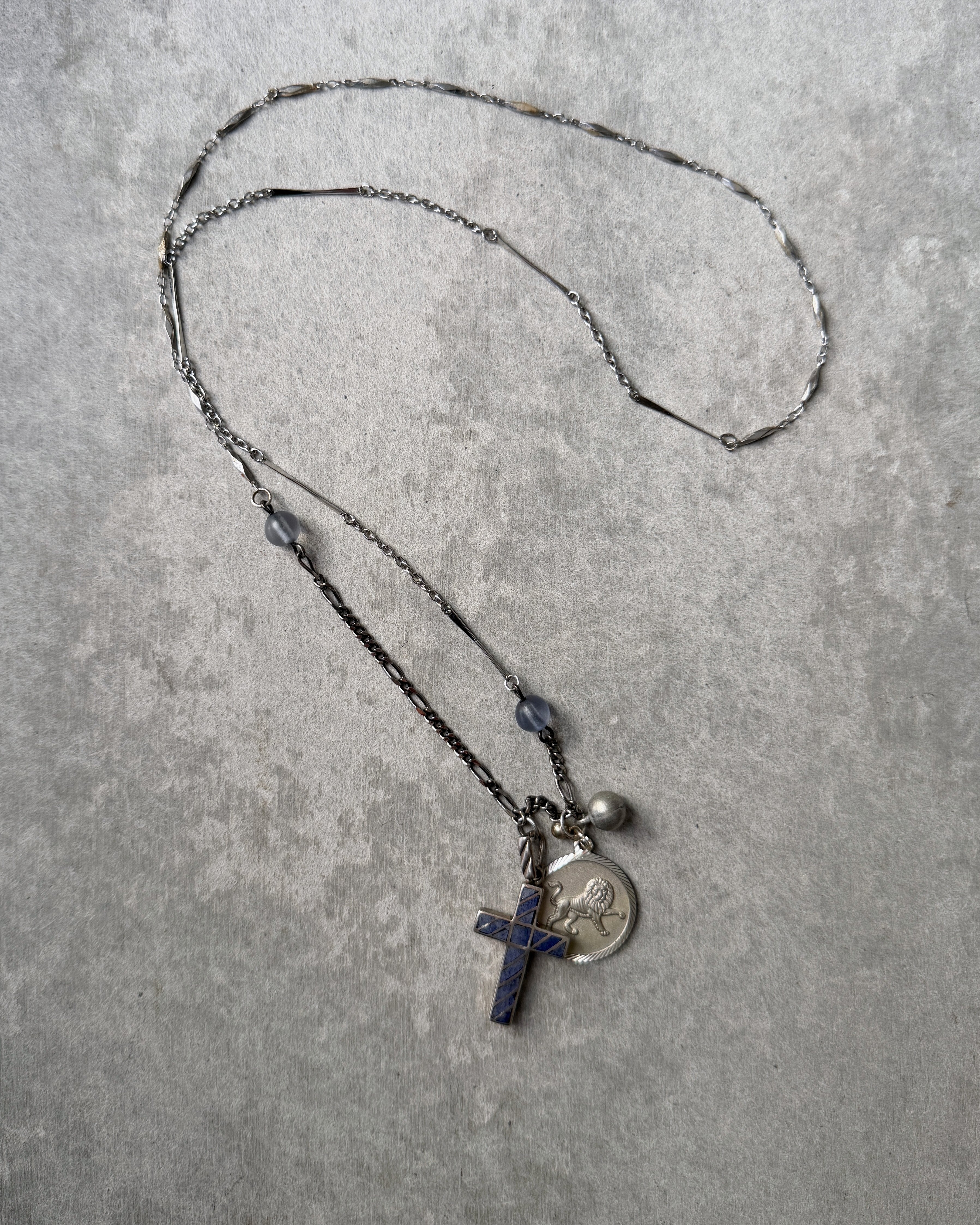 modern marcel : vintage sterling silver cross pendant necklace
