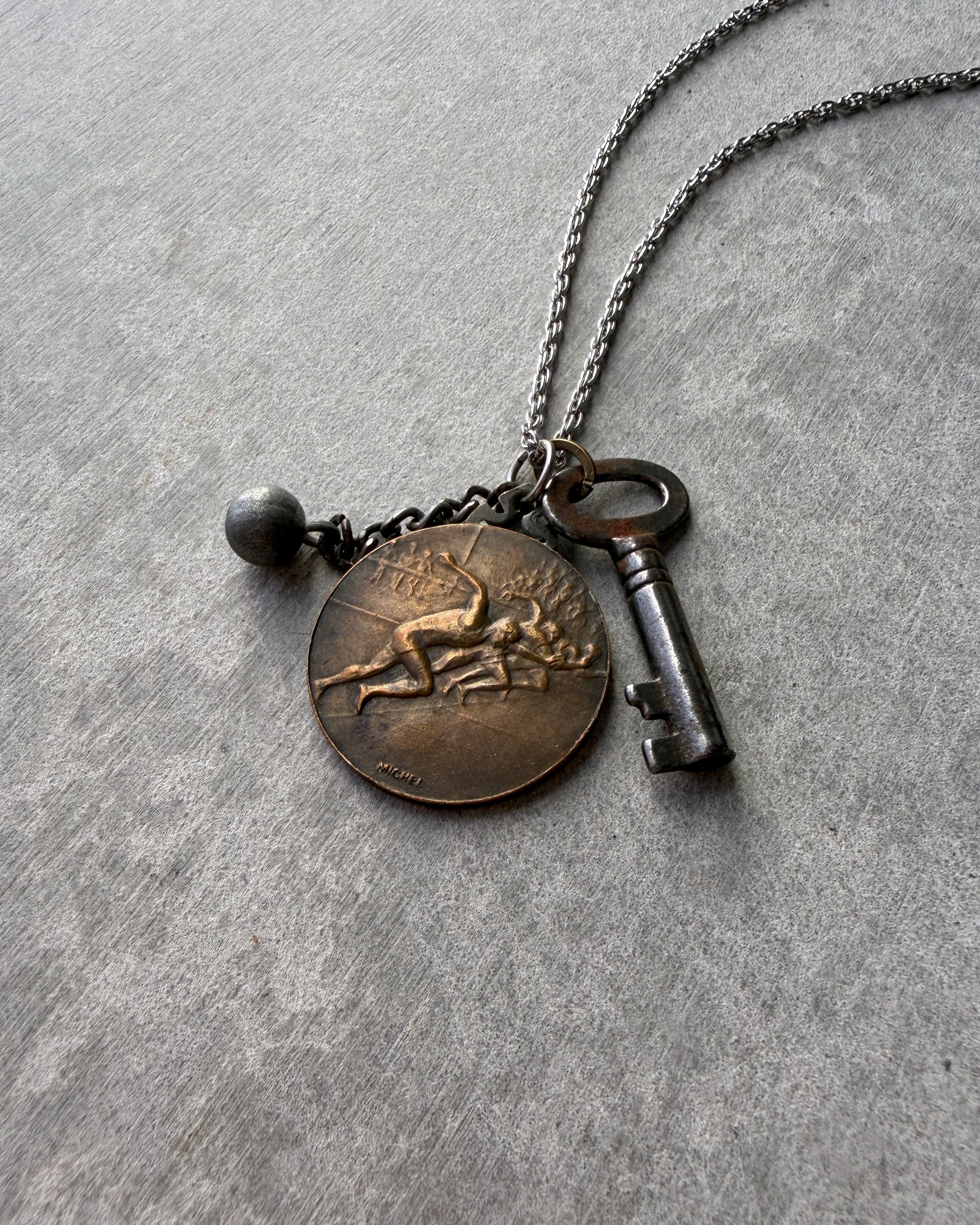 modern marcel : vintage athletics medallion pendant necklace