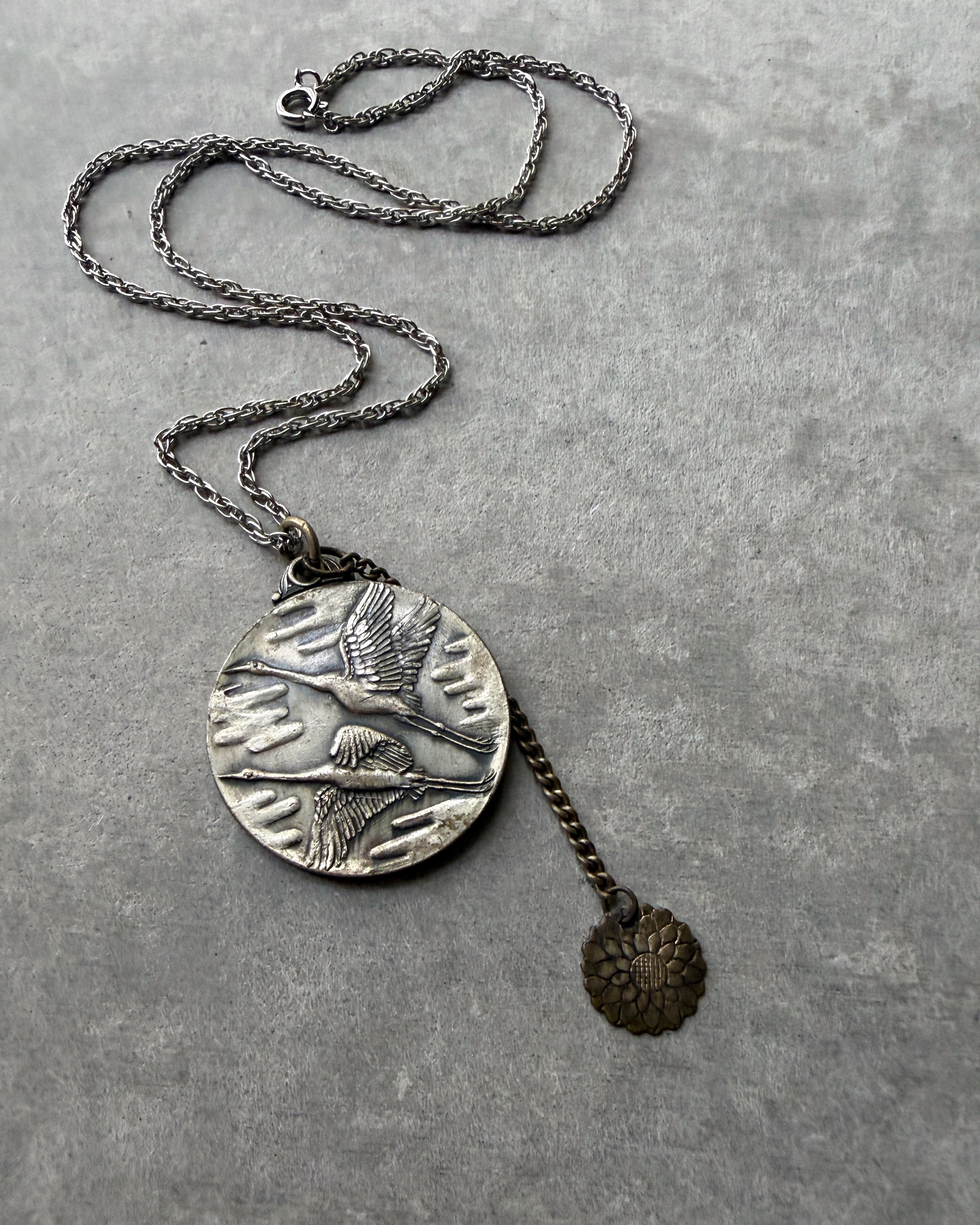modern marcel : vintage calligraphy medallion pendant necklace