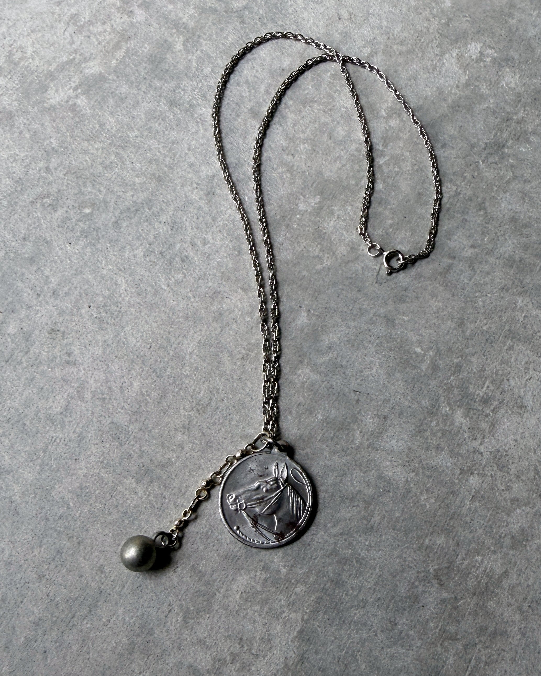 modern marcel : vintage horse medal pendant necklace