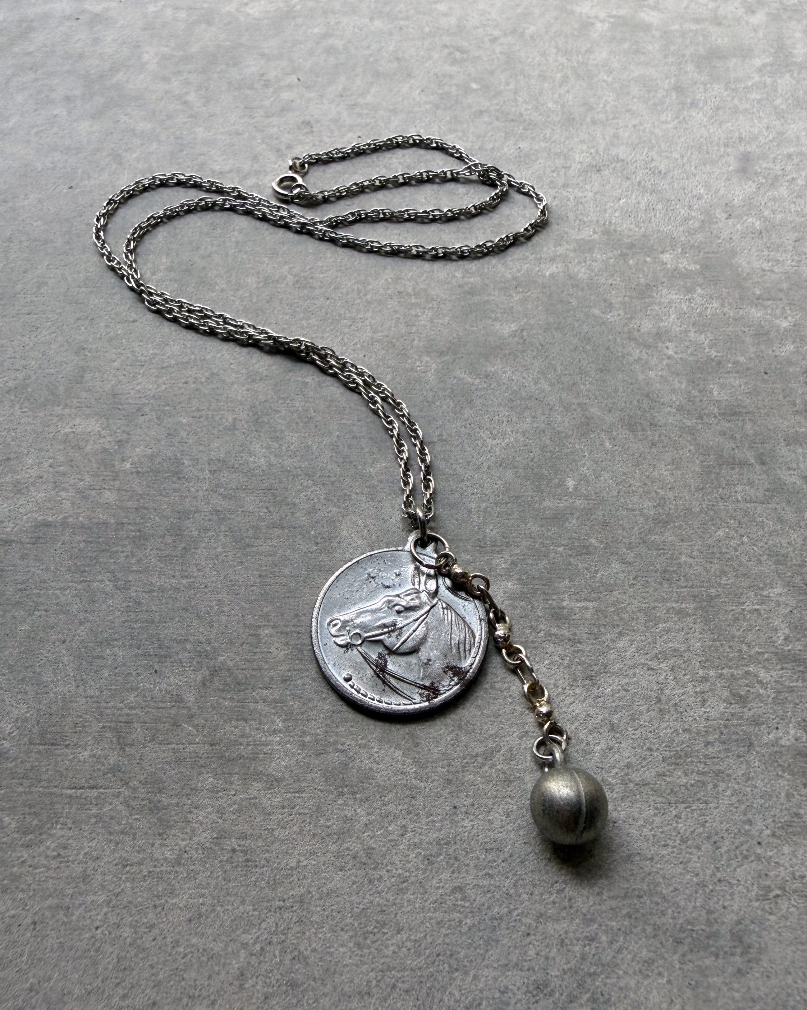 modern marcel : vintage horse medal pendant necklace