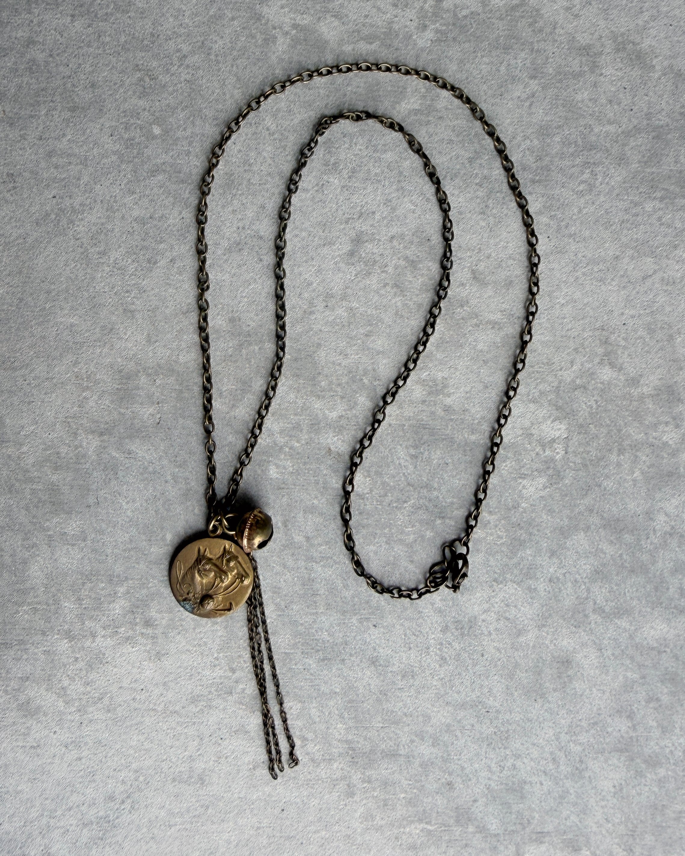 modern marcel : vintage horse & tassel pendant necklace