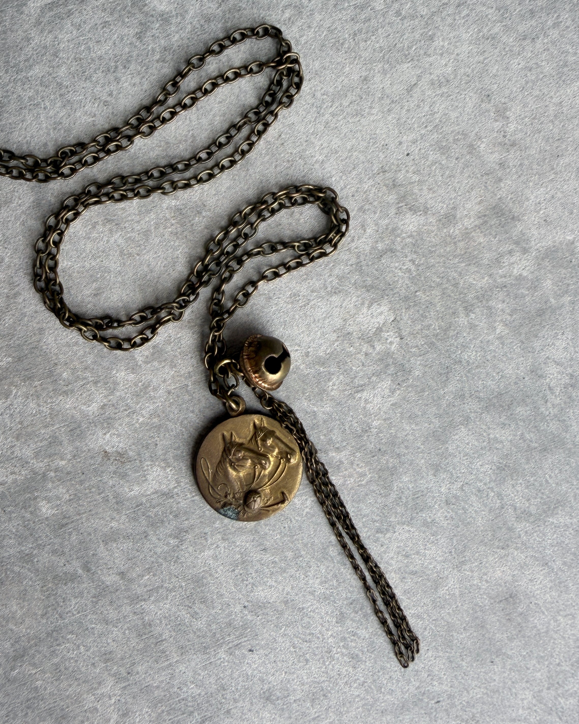 modern marcel : vintage horse & tassel pendant necklace