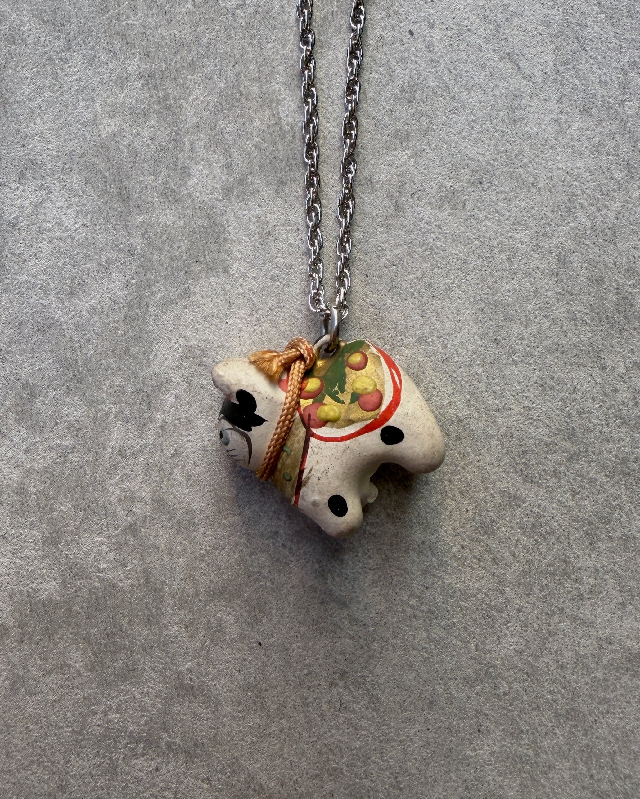 modern marcel : vintage Japanese hariko inu pendant necklace