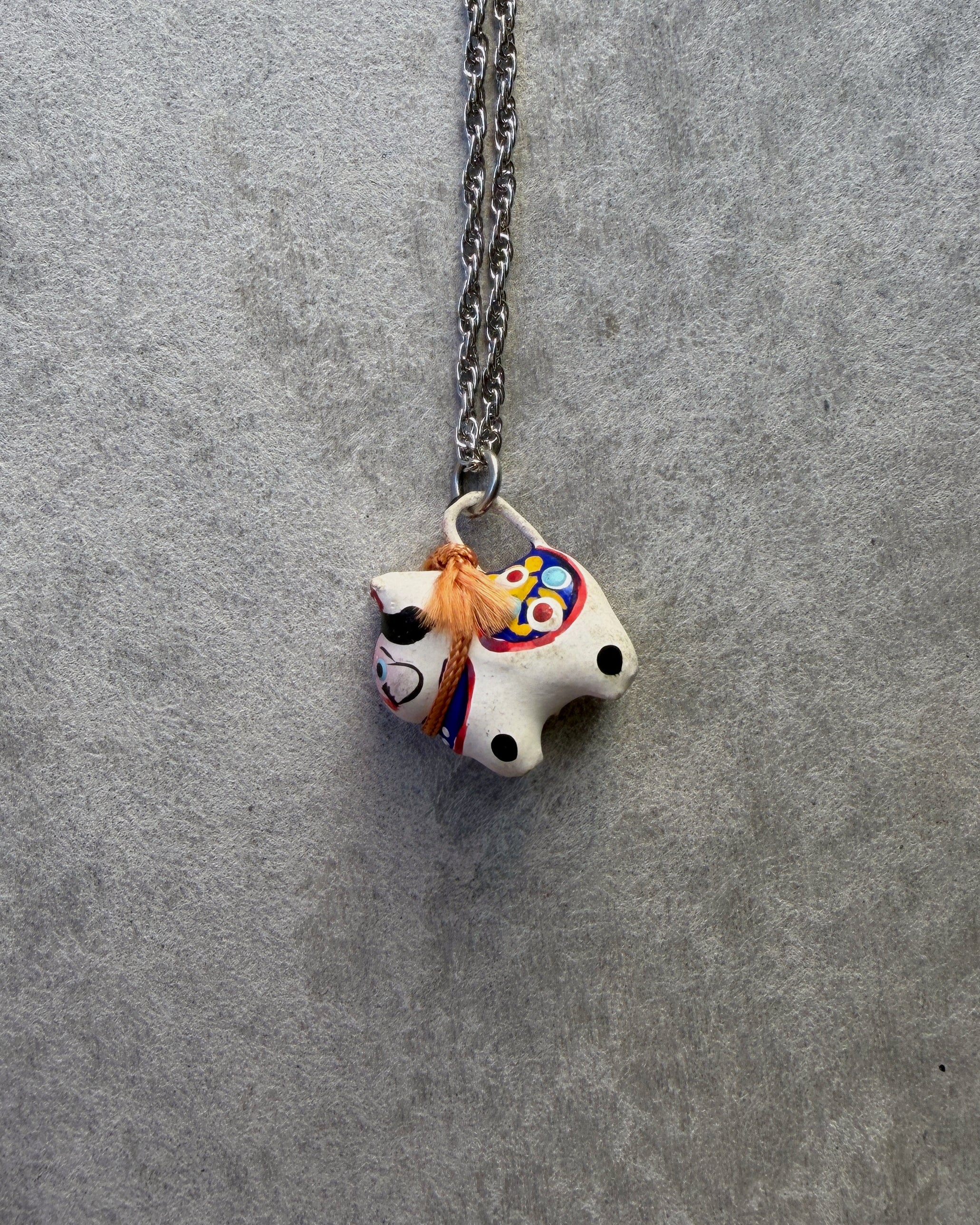 modern marcel : vintage Japanese hariko inu pendant necklace