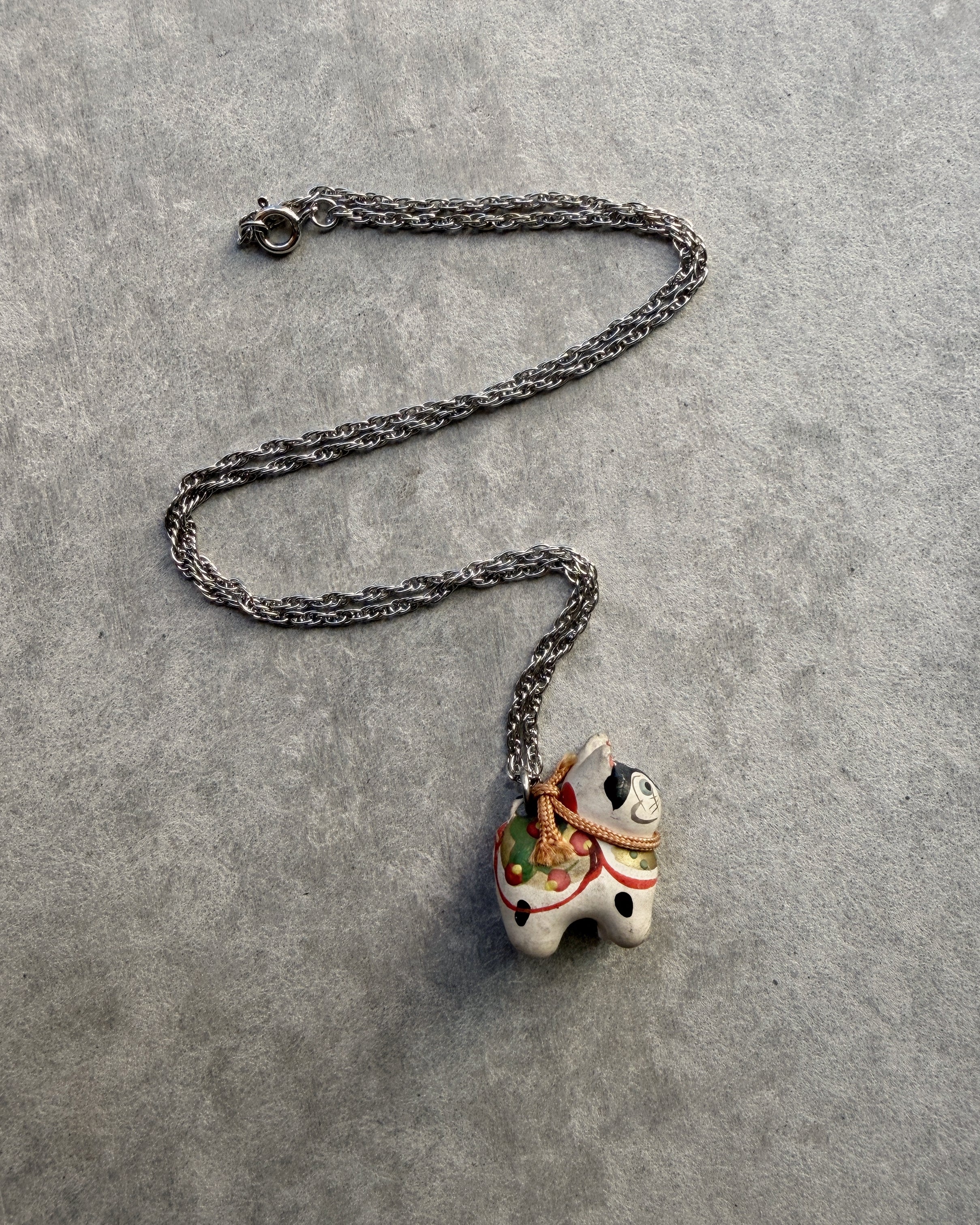 modern marcel : vintage Japanese hariko inu pendant necklace